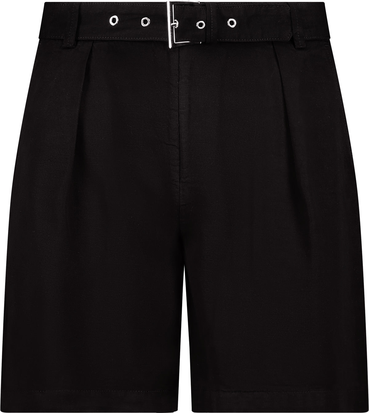 Black Linen Blend Shorts - 410663