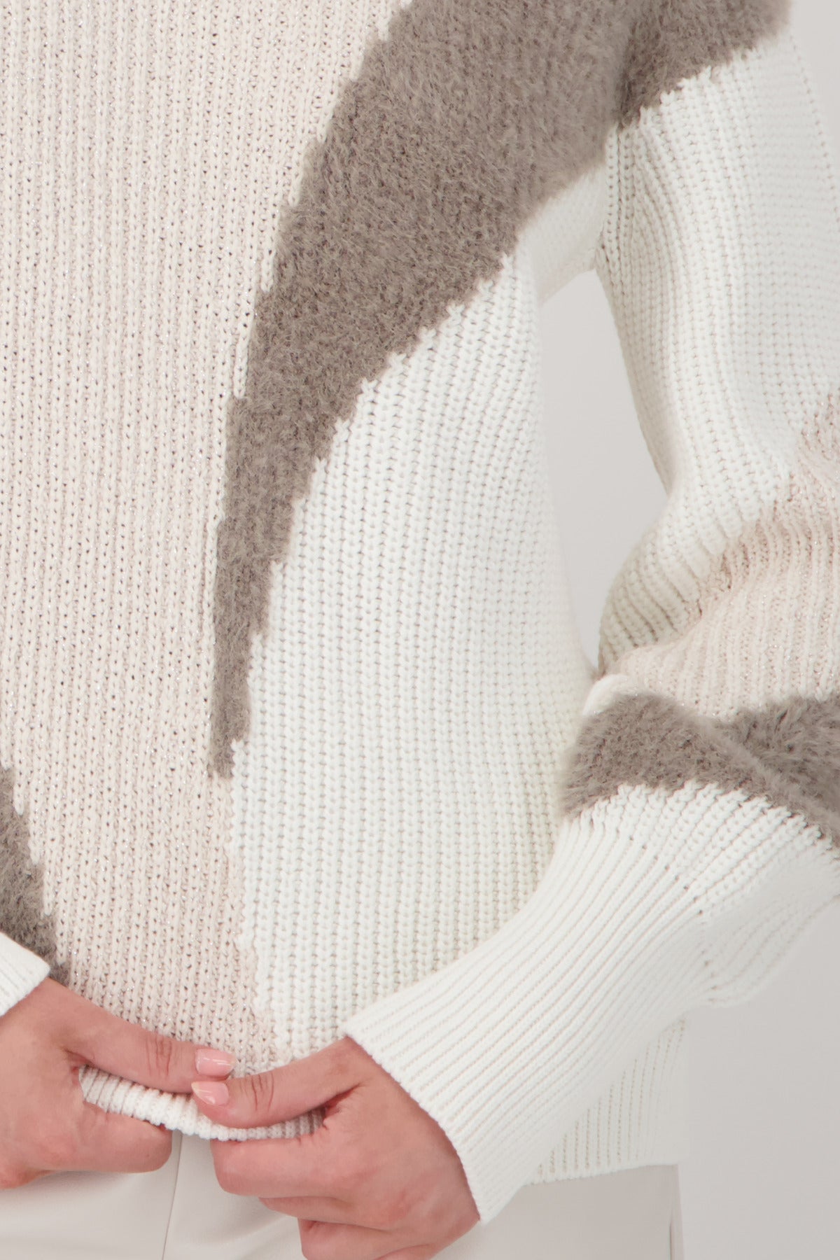 Off White Intarsia Sweater - 808973
