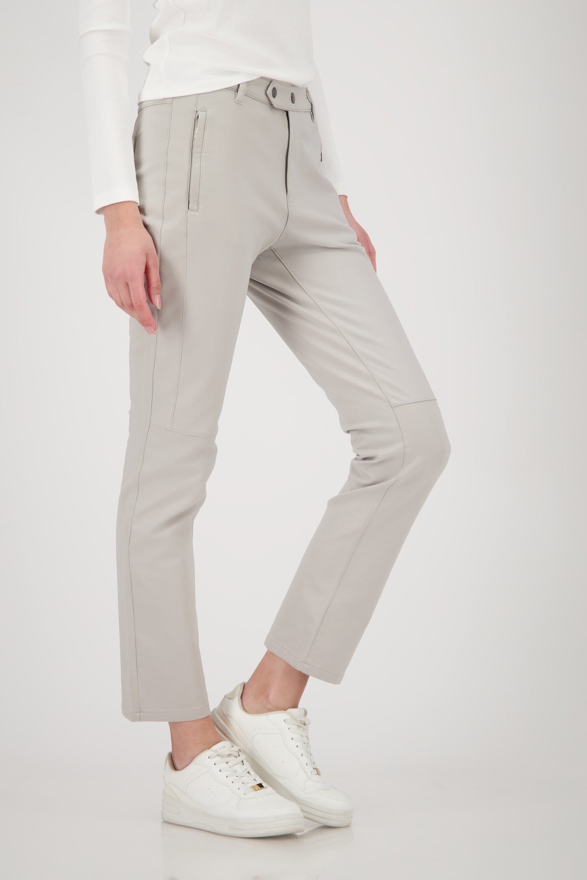Greige Faux Leather Trousers - 808778