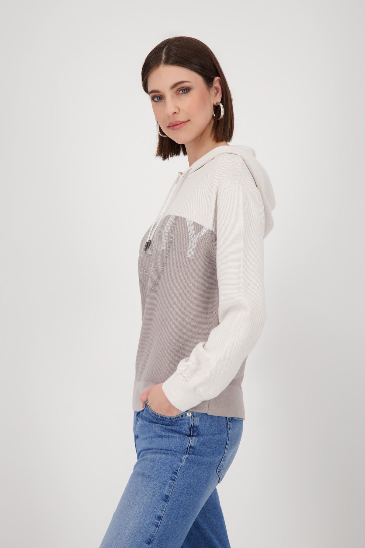 Greige Hooded Sweater - 808976