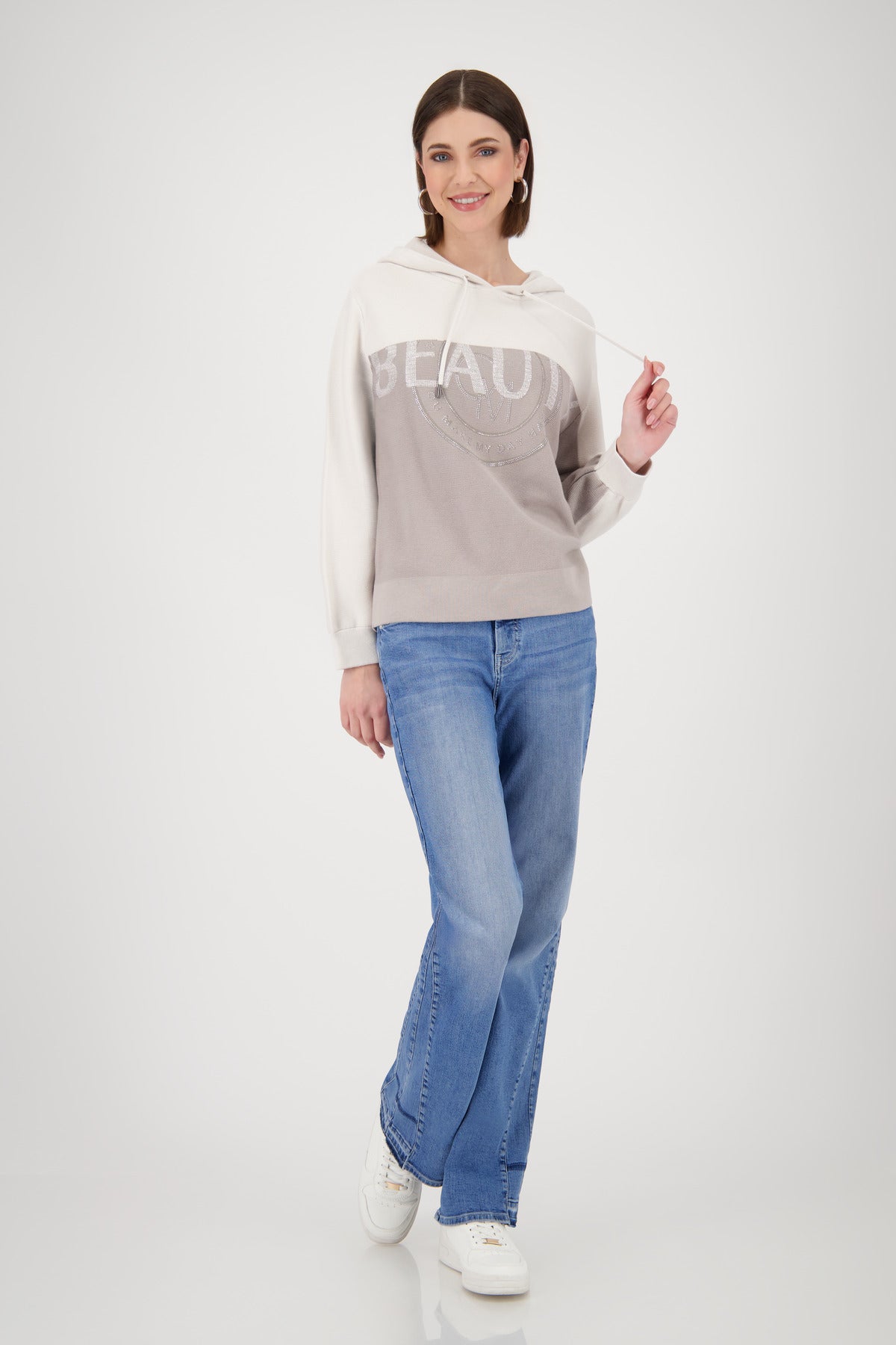 Greige Hooded Sweater - 808976