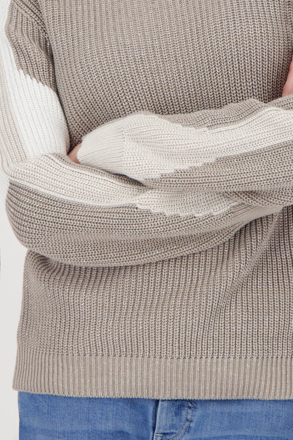 Greige Colourblock Sweater - 809060