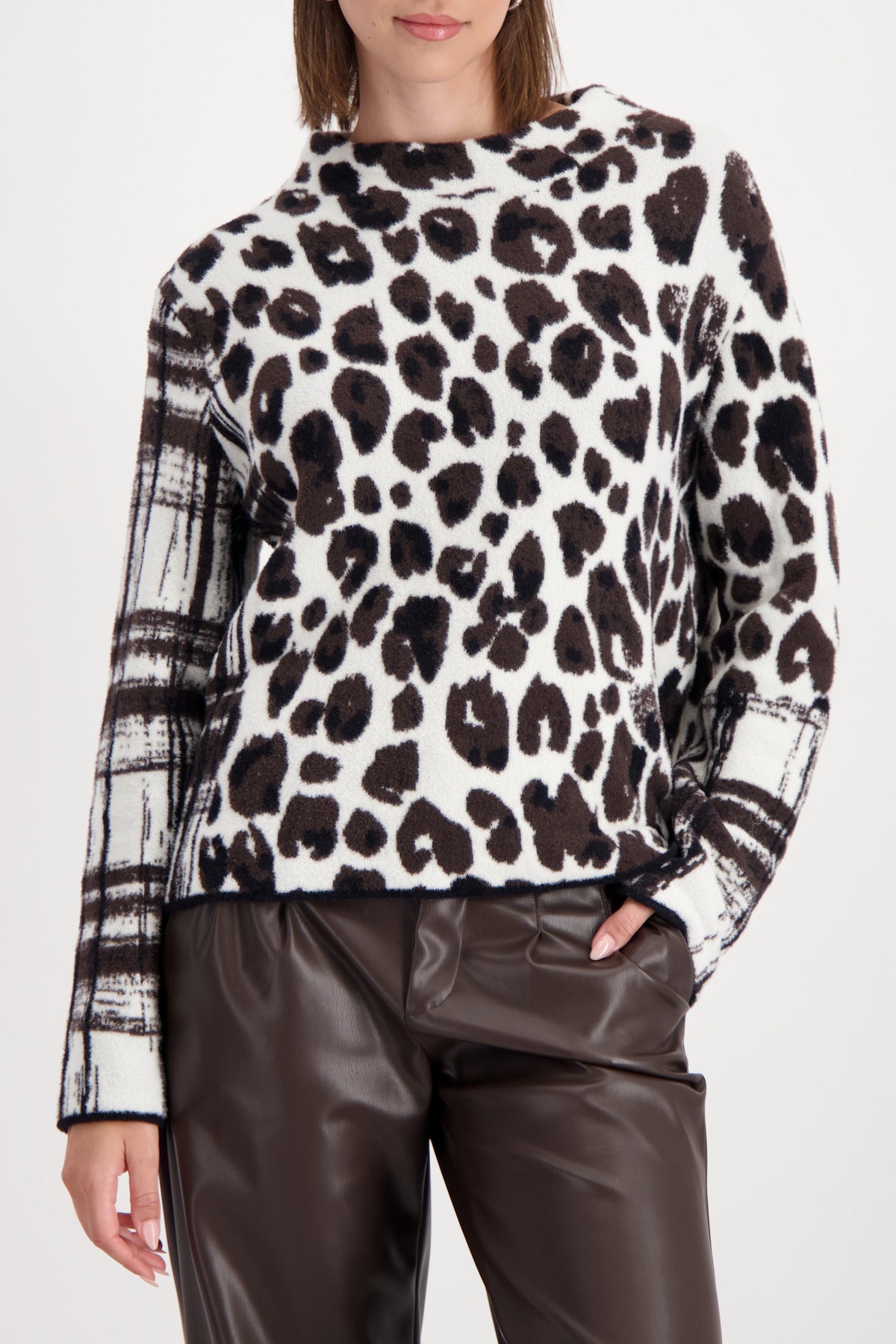 Black Mixed Pattern Pullover - 809496