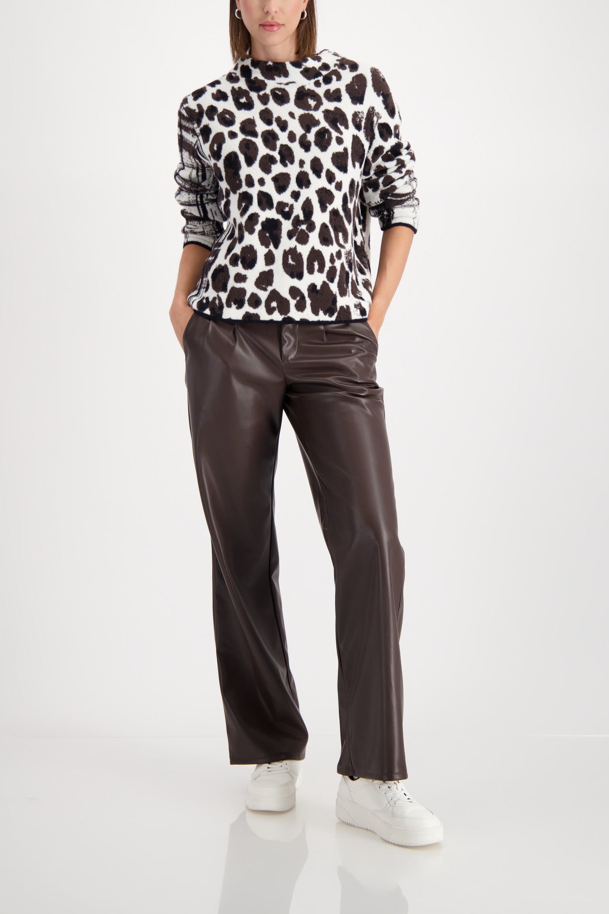 Black Mixed Pattern Pullover - 809496