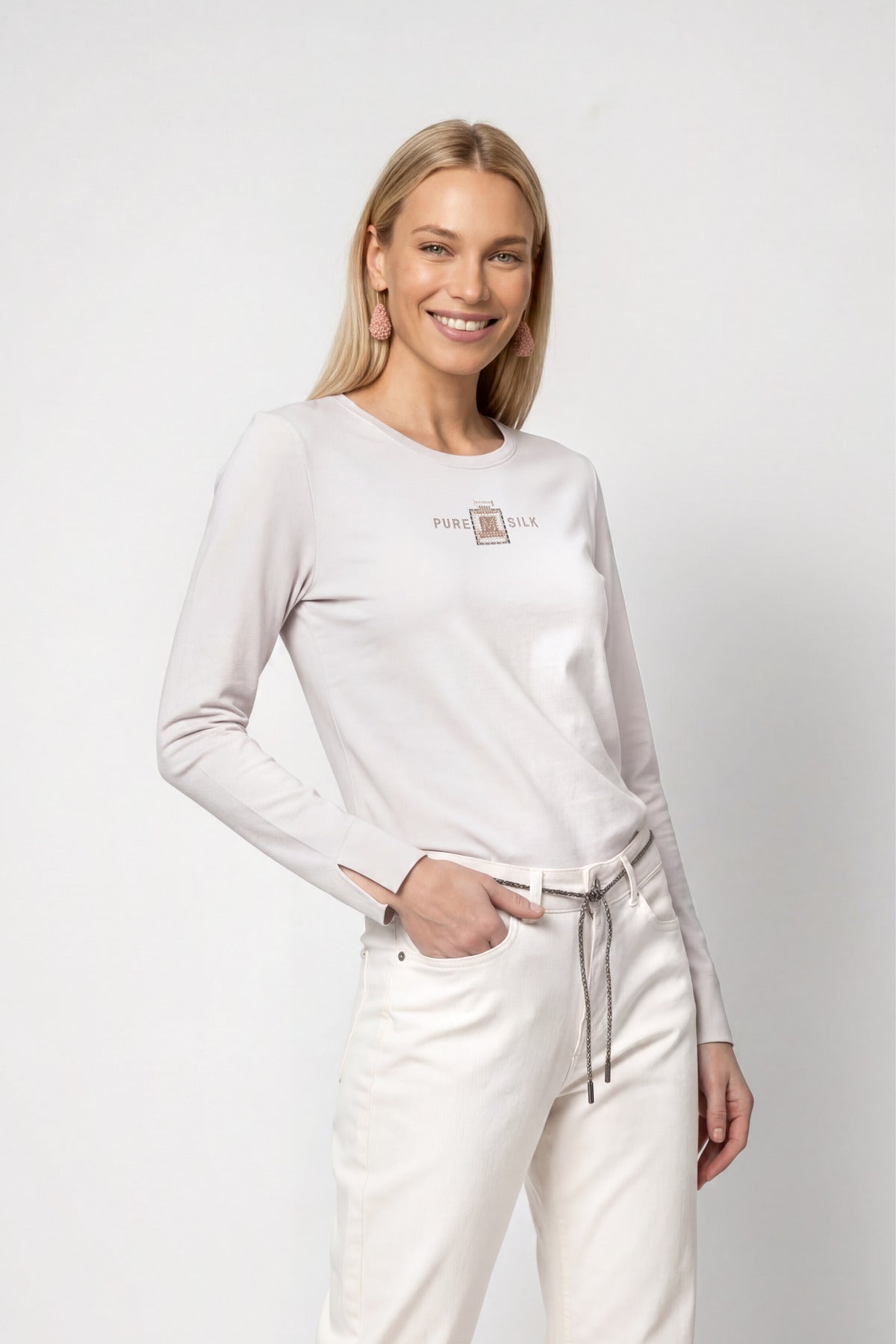 Pearly Script Print Top - 809773