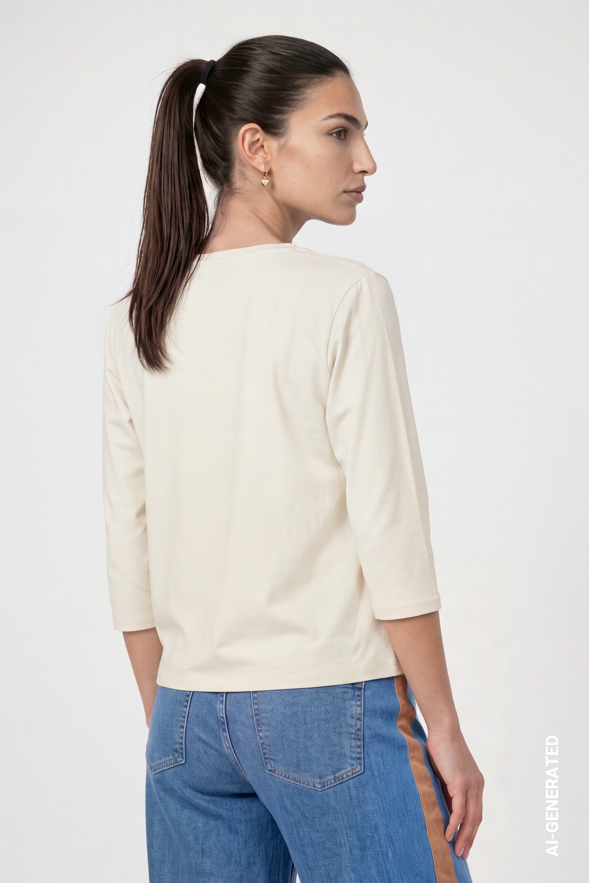 Antique White Front Print Top - 810047