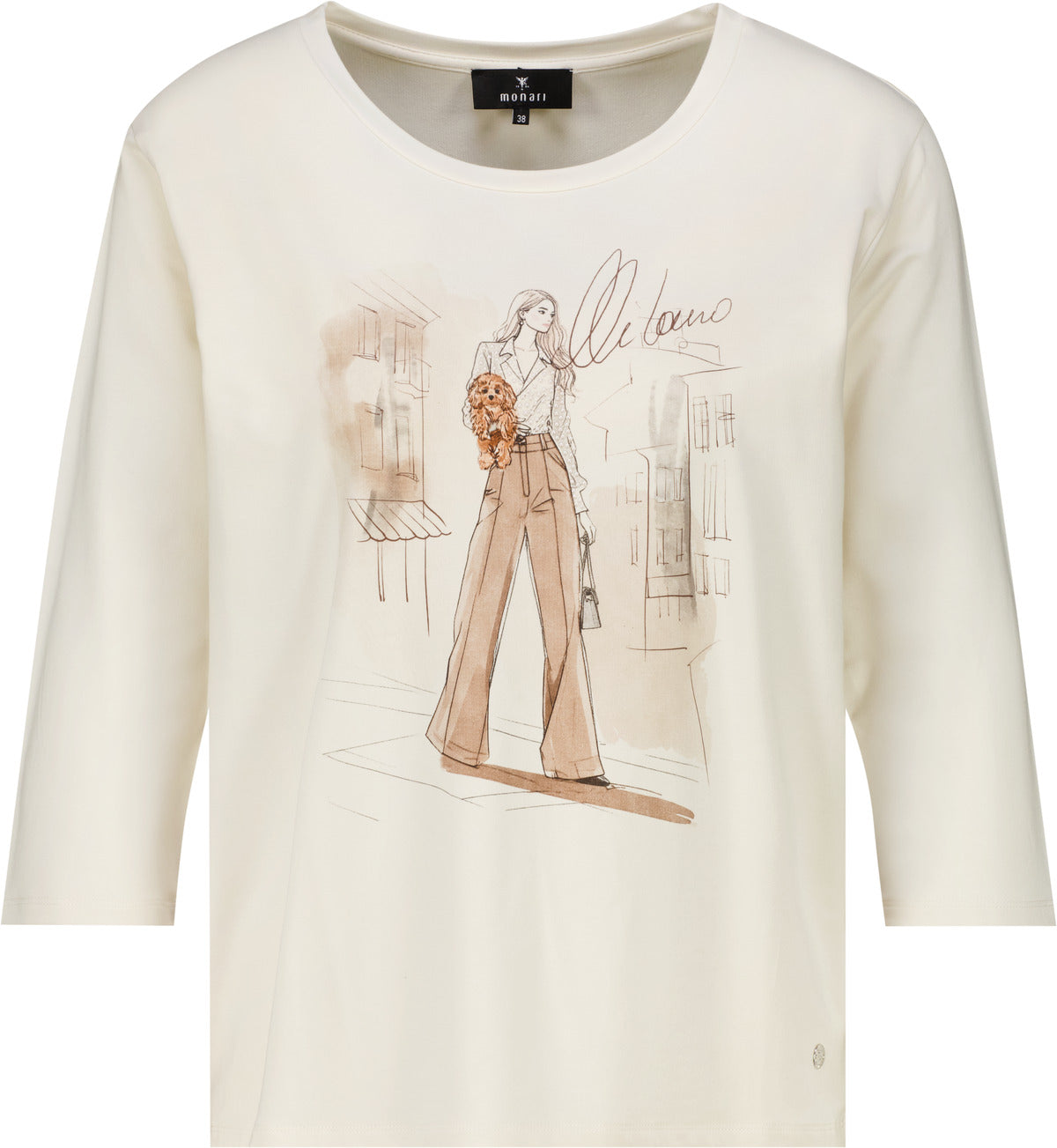 Antique White Front Print Top - 810047