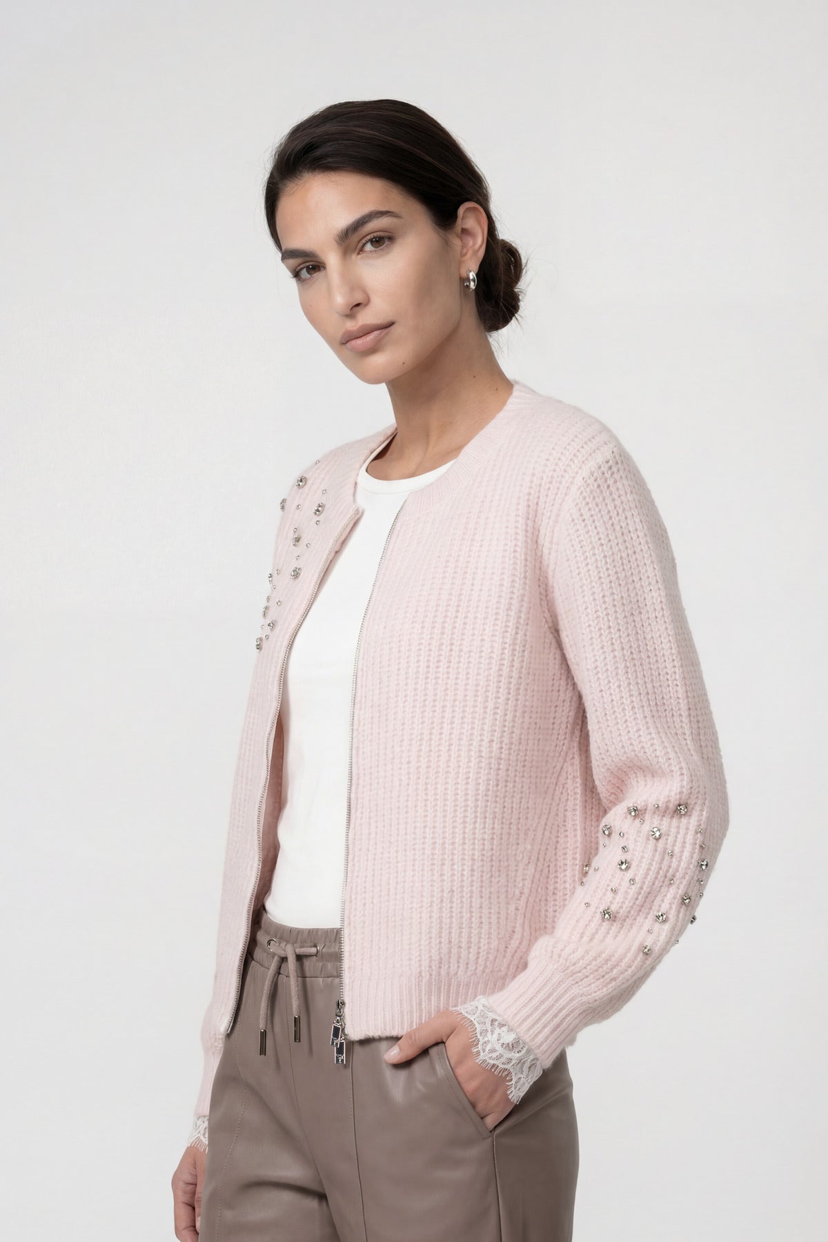 Rosewater Embellished Zip Cardigan - 809914