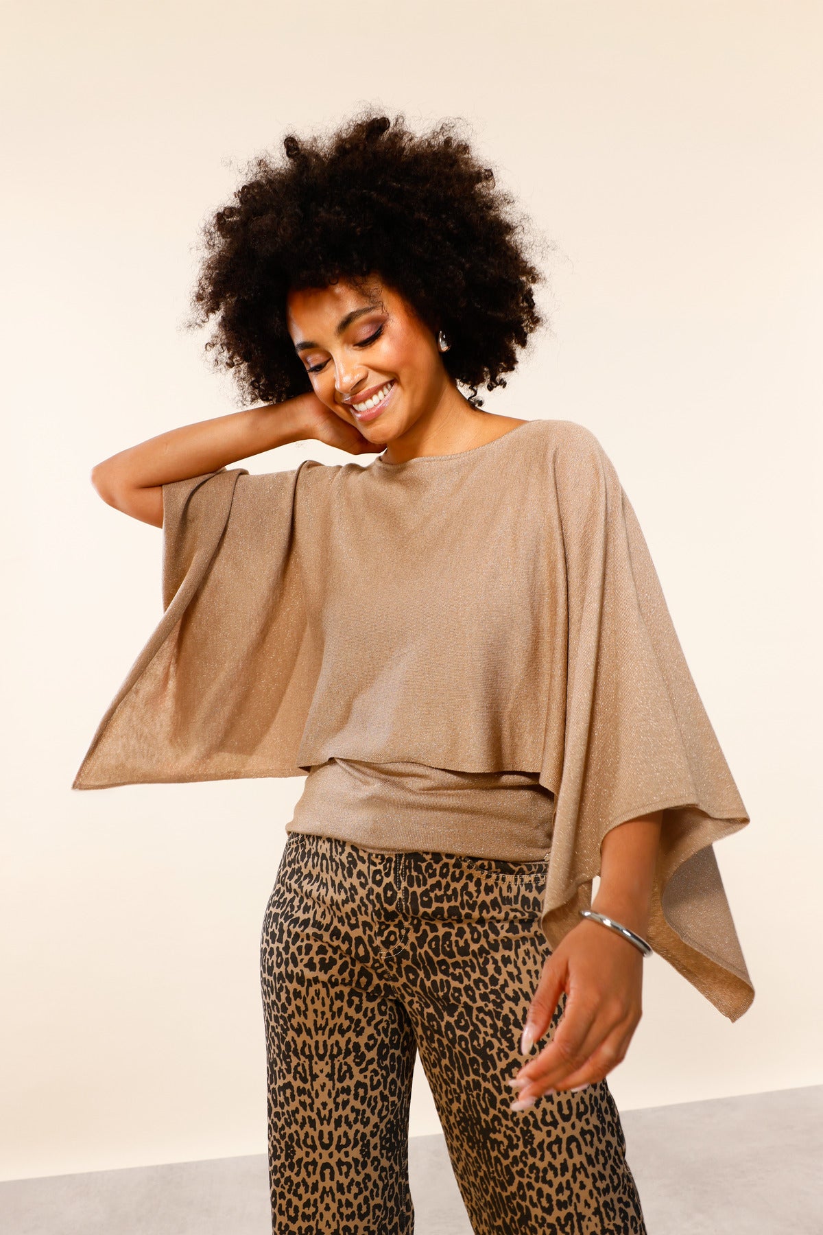 Brown Sugar Lurex Overlay Top - 809921