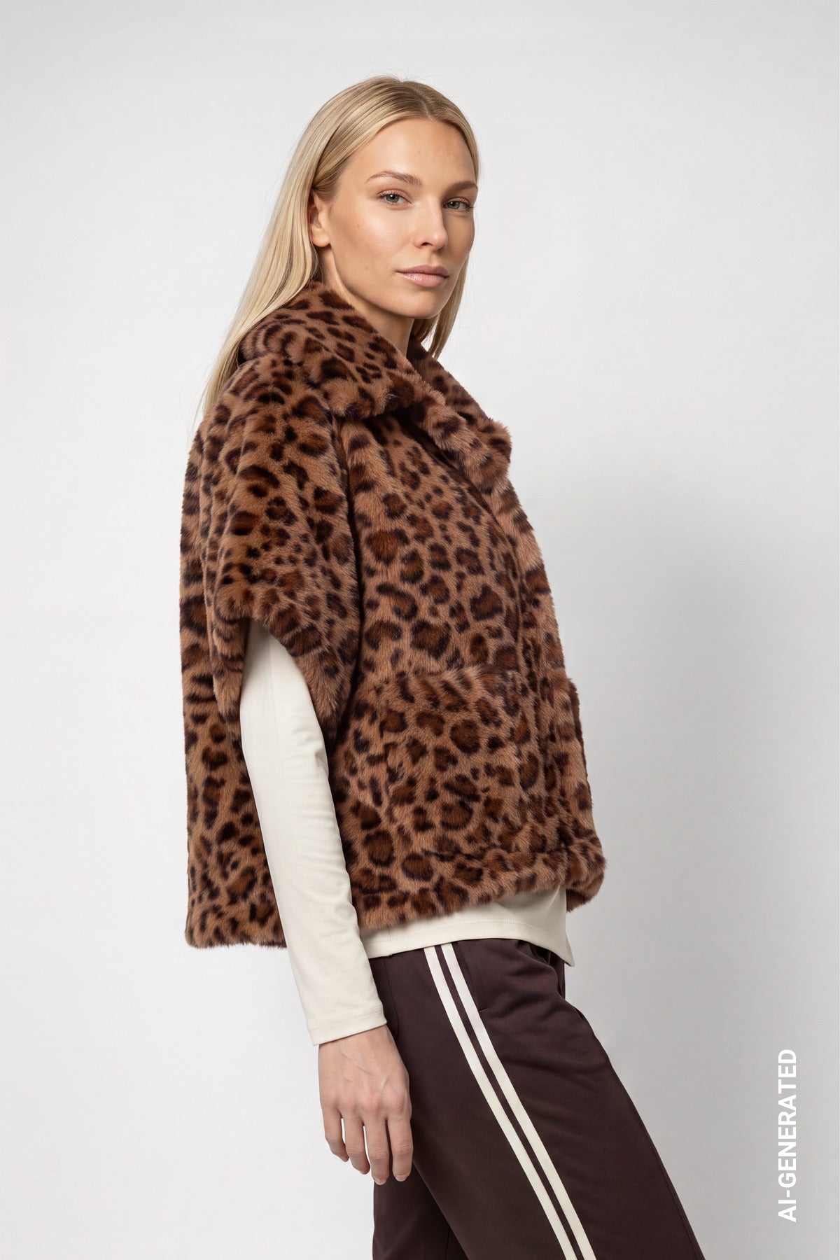 Hazel Leo Print Faux Fur Jacket - 809798