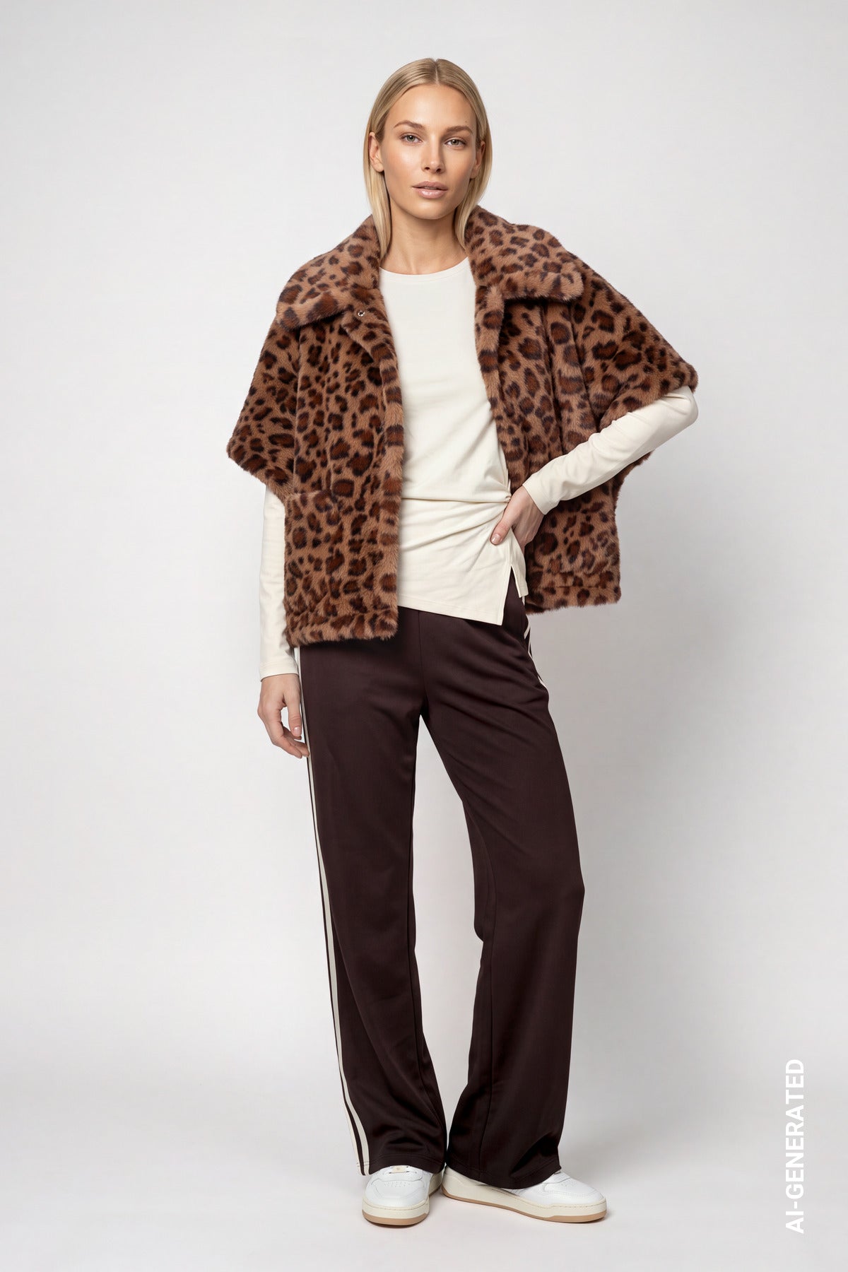 Hazel Leo Print Faux Fur Jacket - 809798