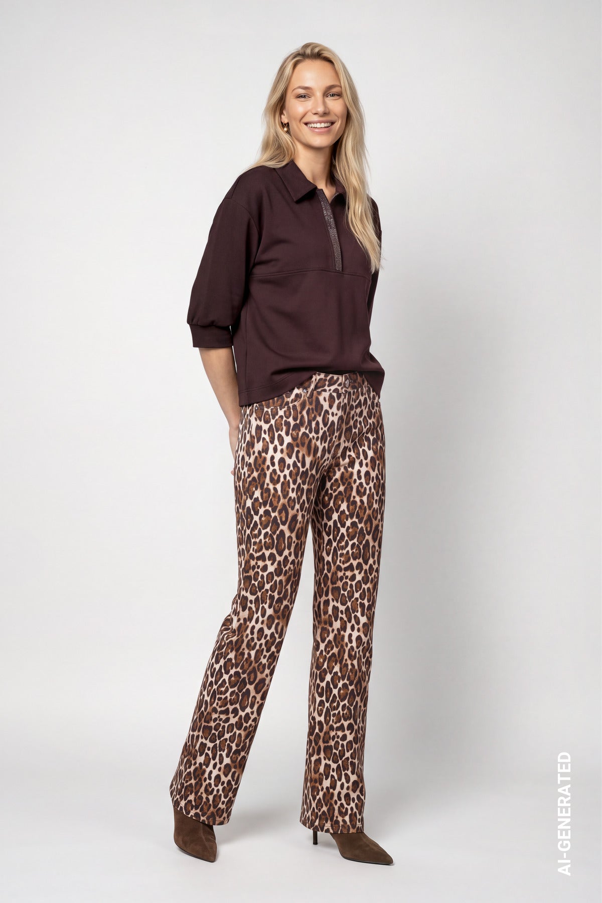 Hazel Leo Print Jeans - 810121