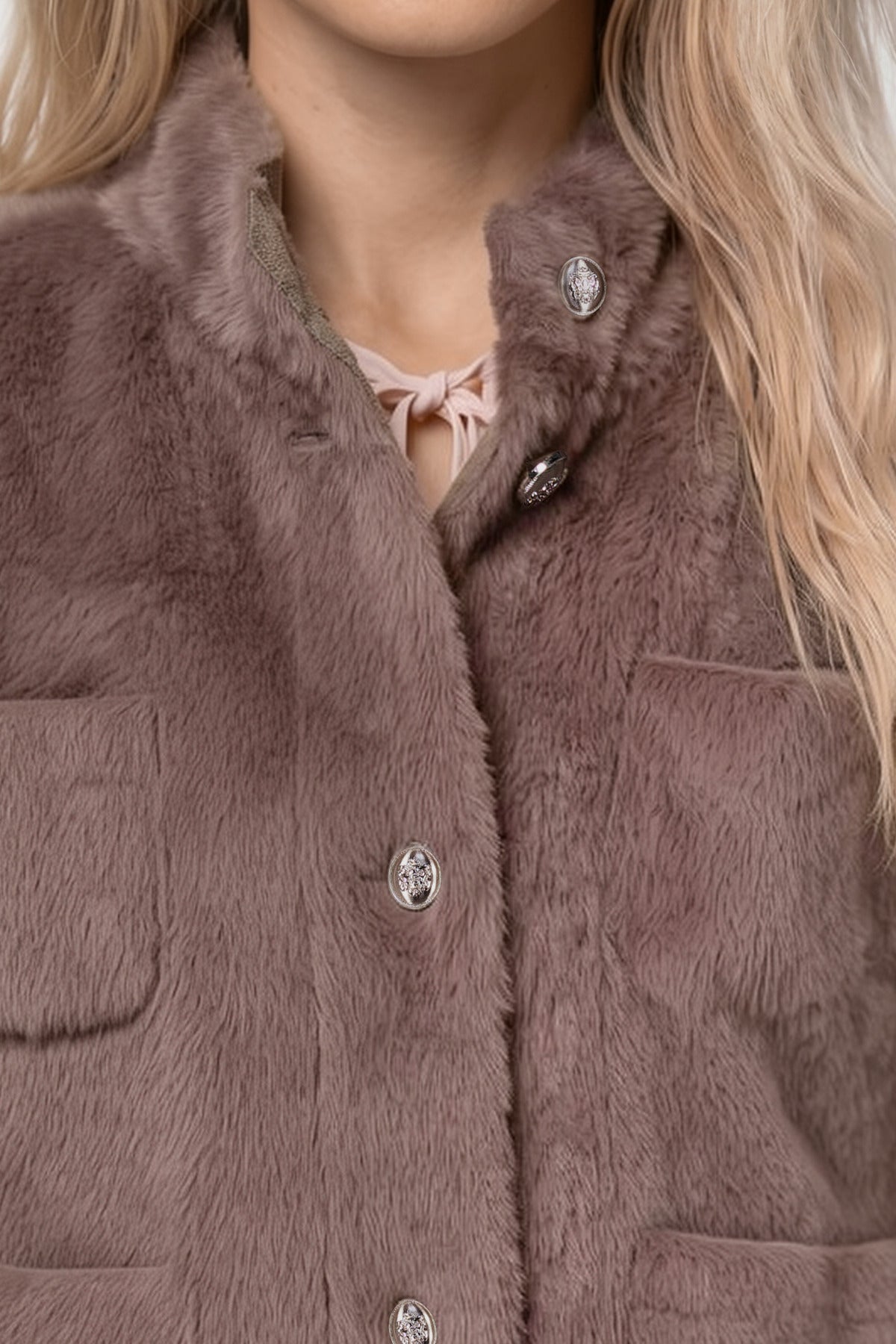 Taupe Faux Fur Jacket - 809998