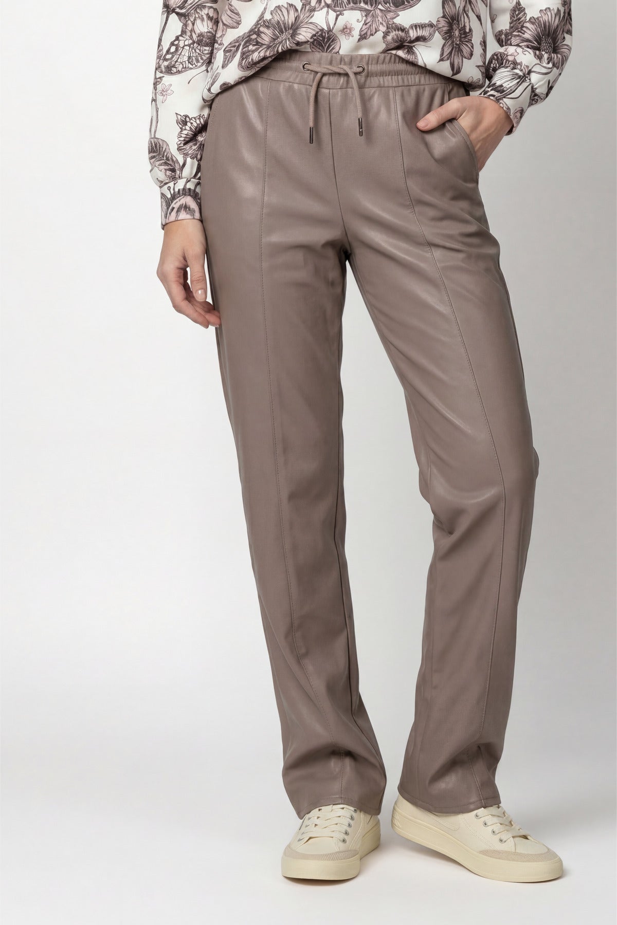 Taupe Faux Leather Pants - 810108