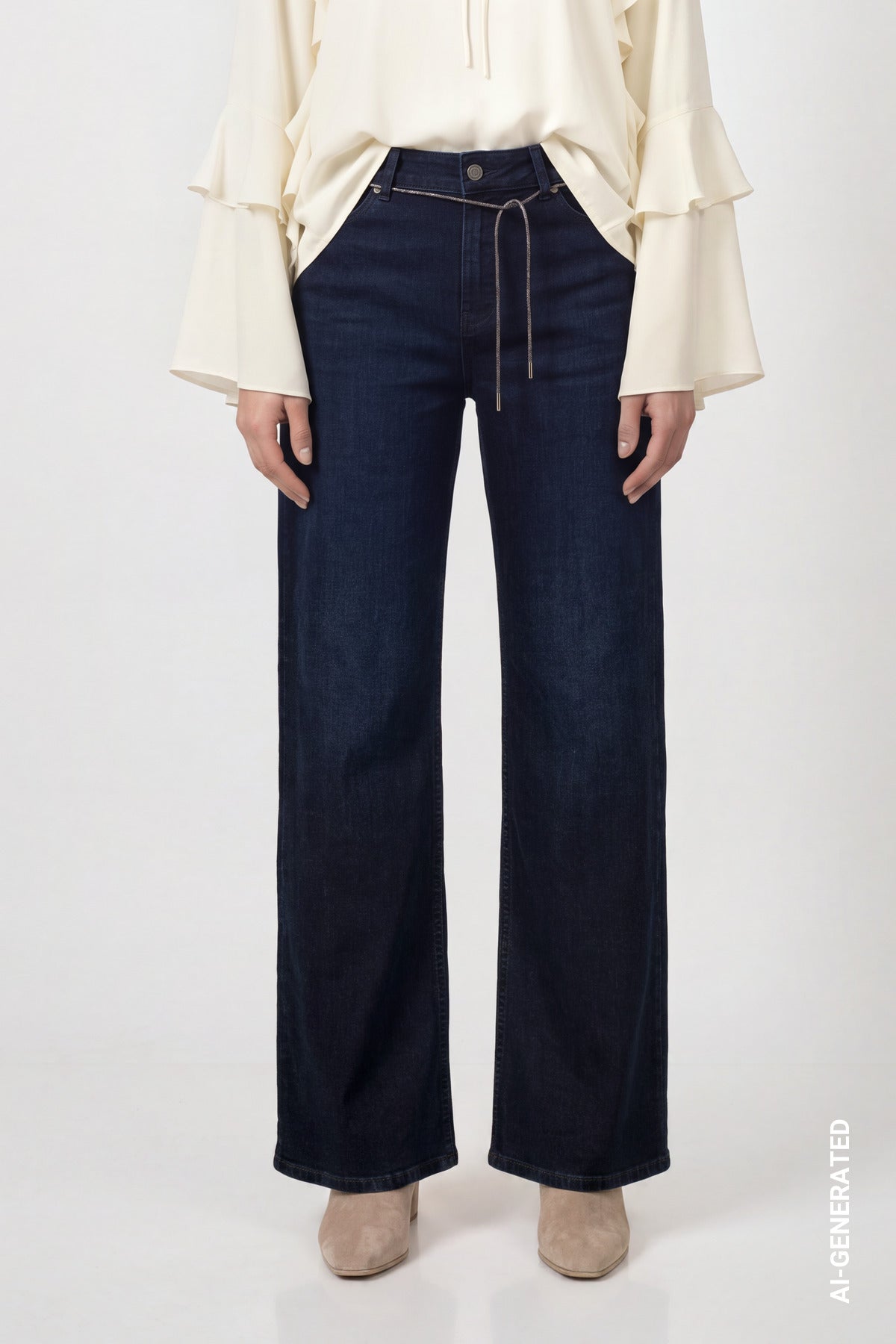 Dark Denim Wide Leg Jeans - 810112