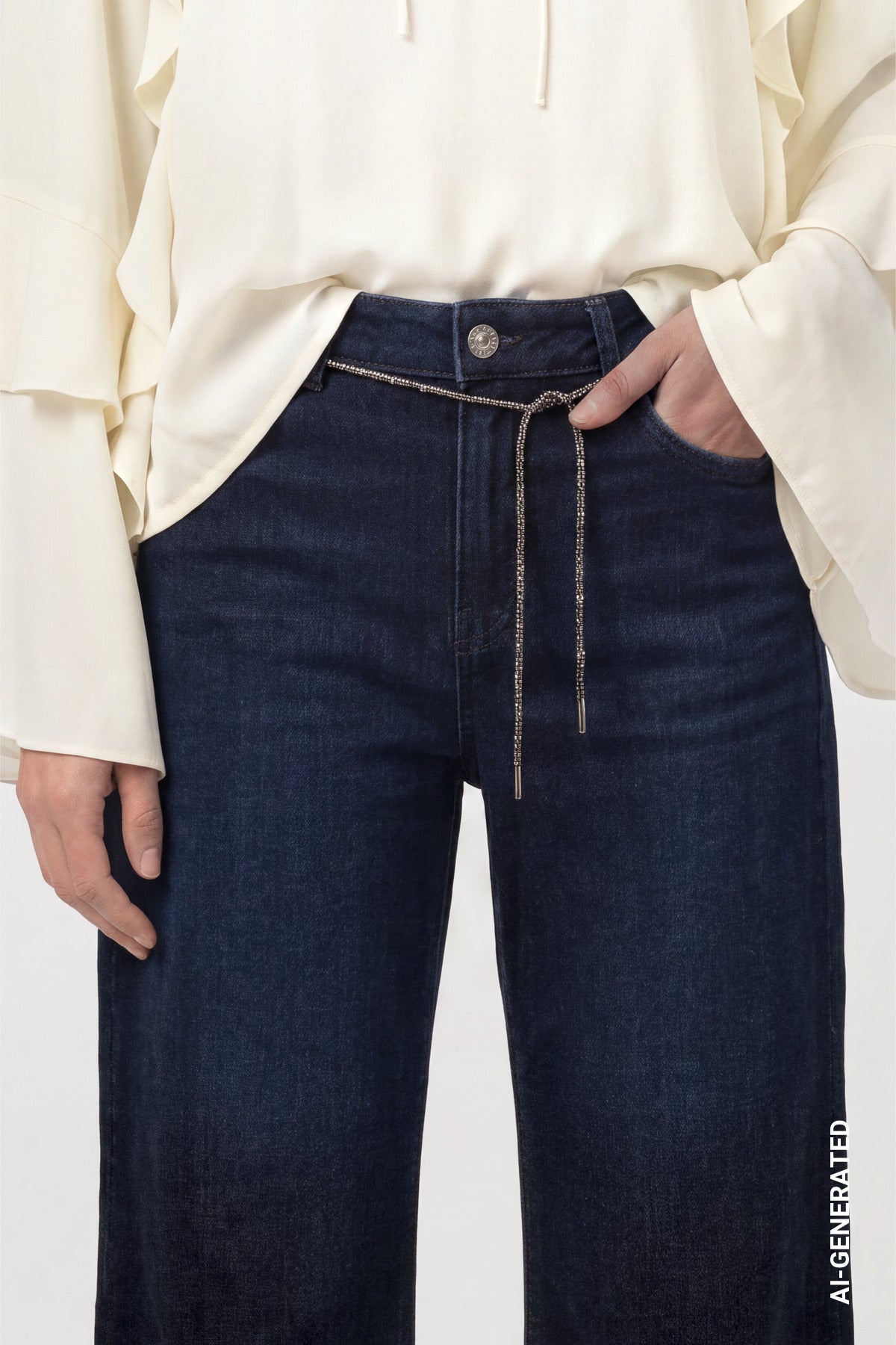 Dark Denim Wide Leg Jeans - 810112