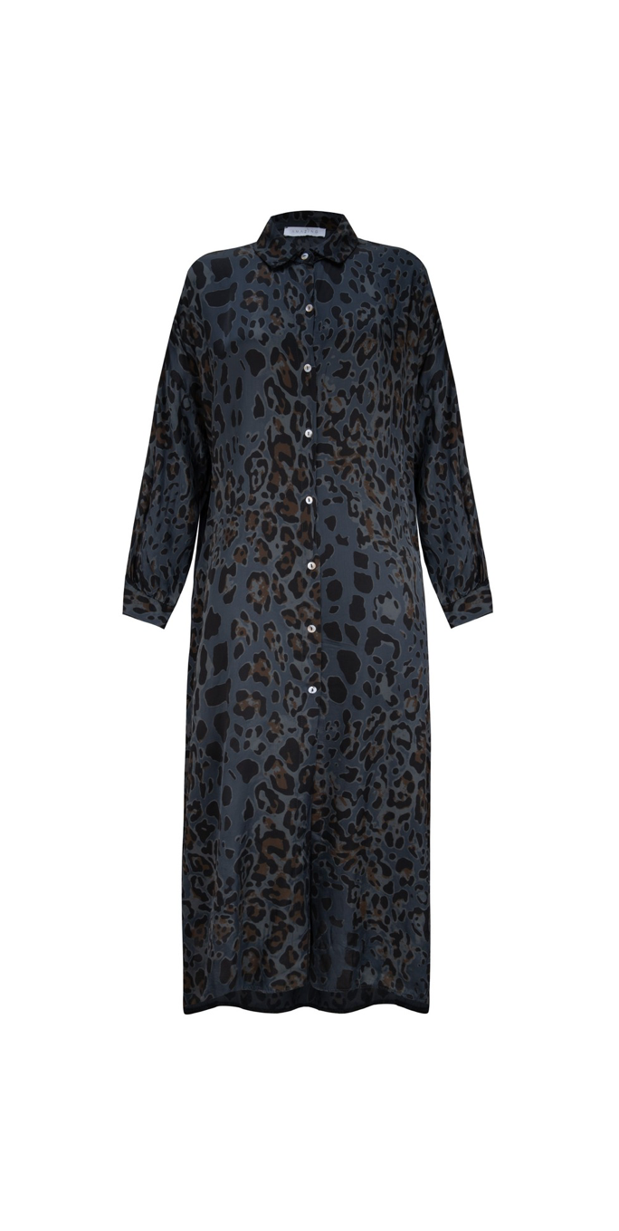 Savanna Leopard Shirt Dress