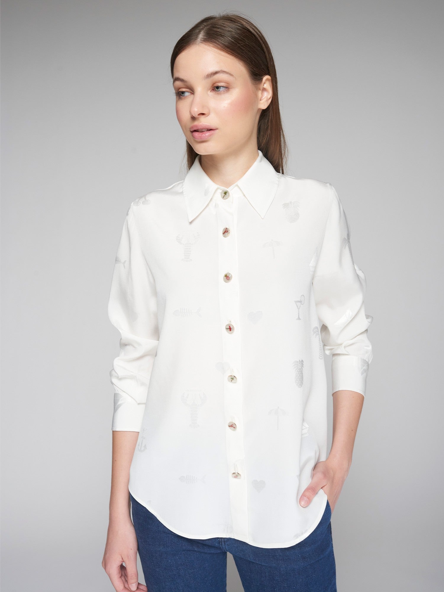 White Jacquard Shirt - 32455