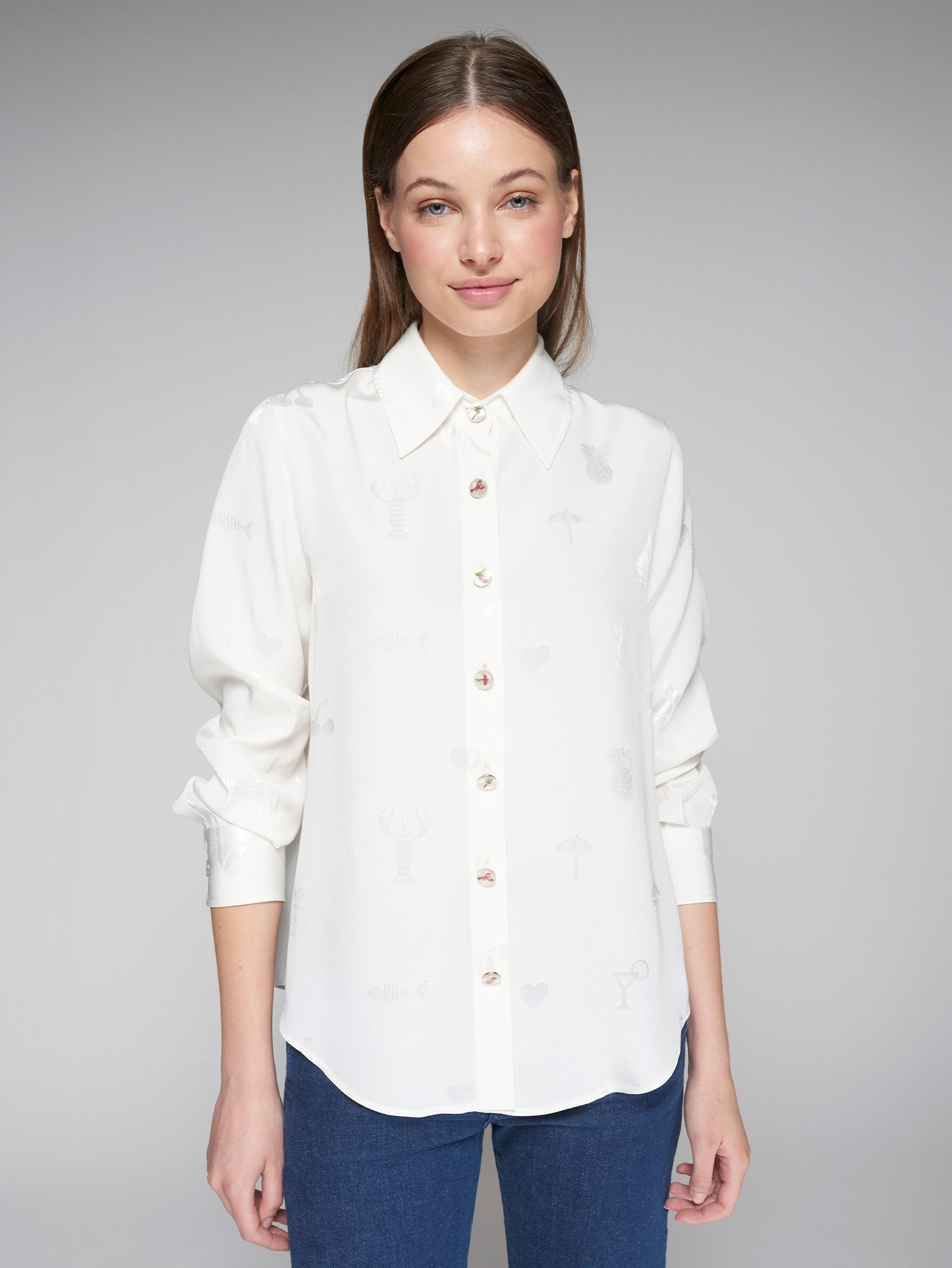 White Jacquard Shirt - 32455
