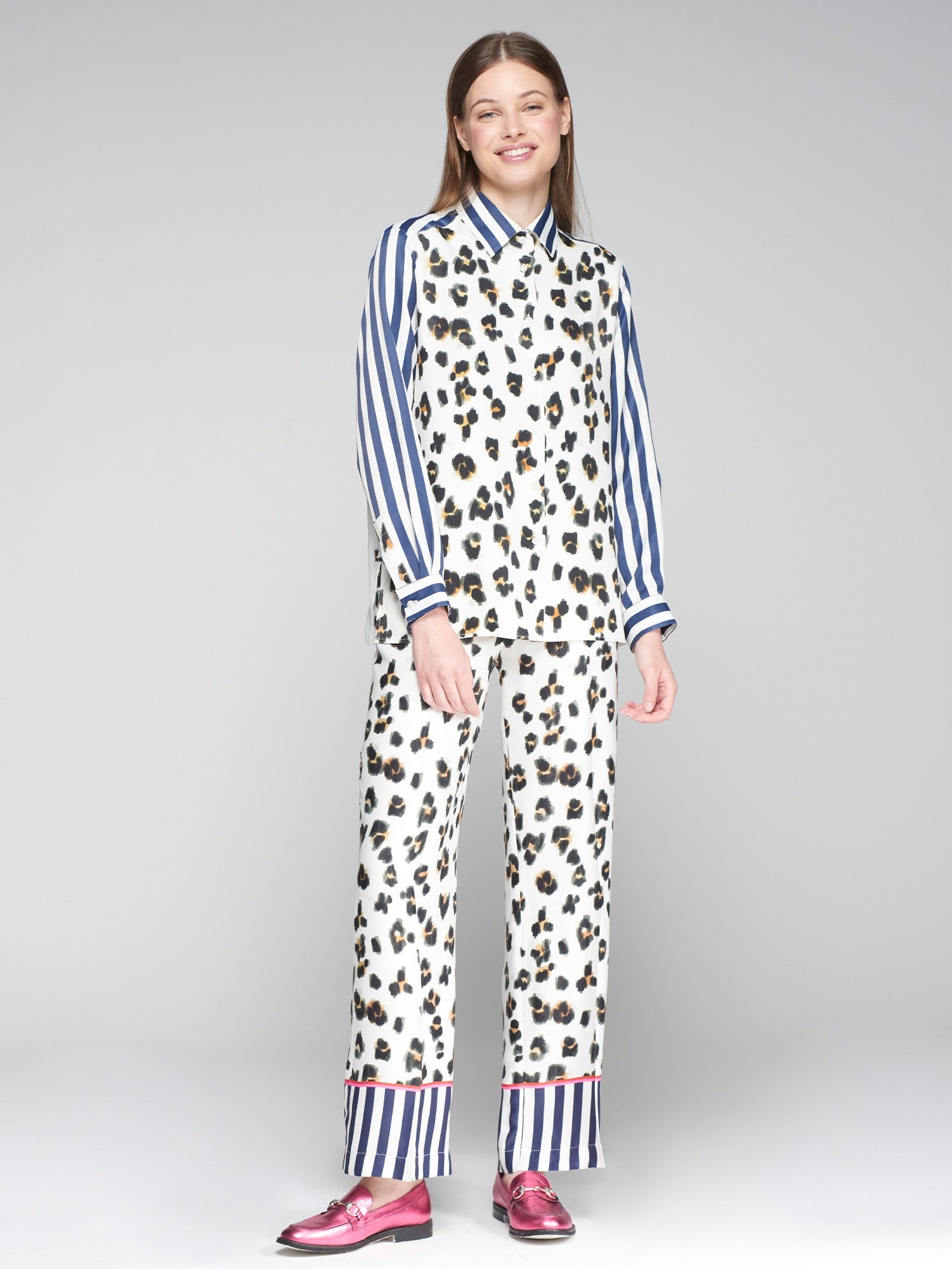 Leopard/Stripe Print Shirt - 32435