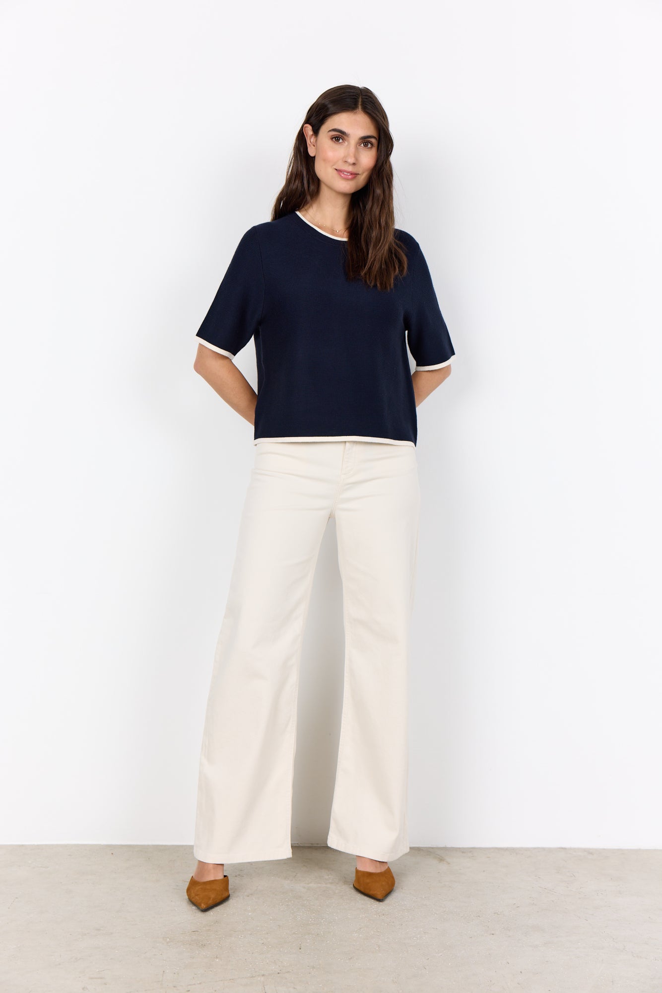 Dollie 793 Navy Ribbed Knit Top - 33673
