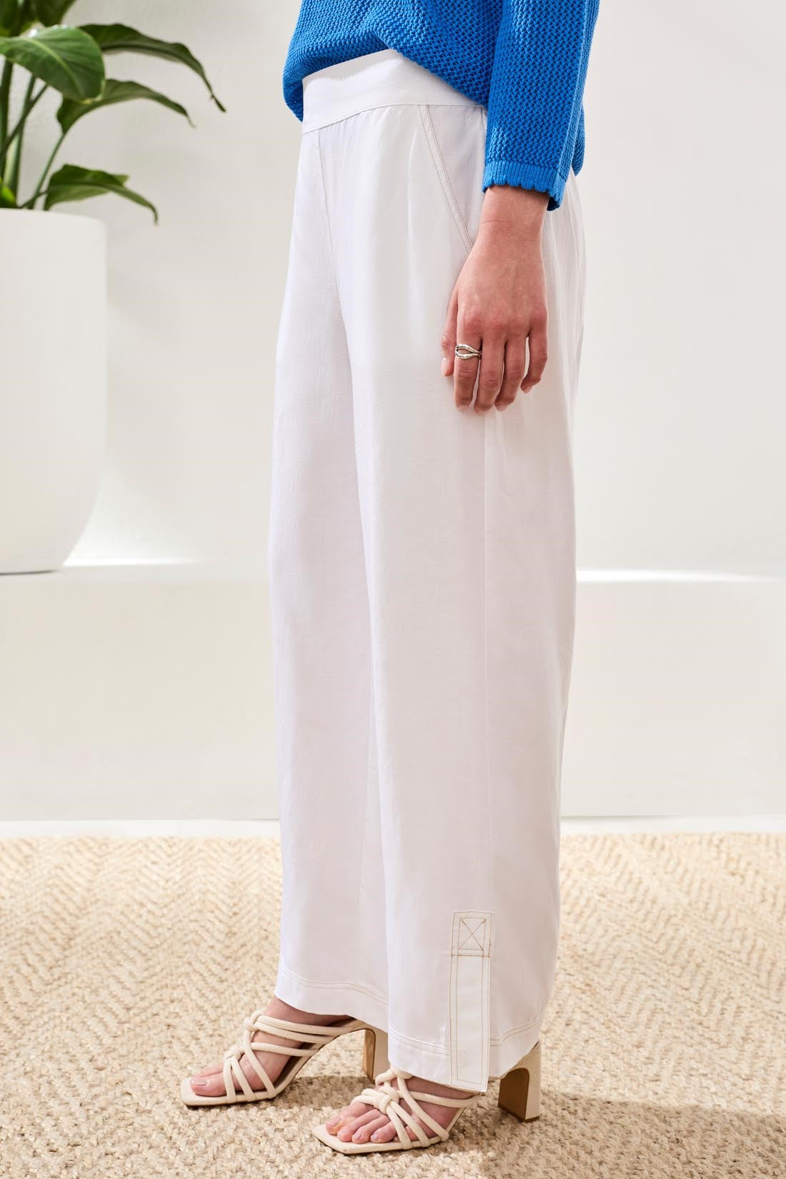 White Wide Leg Trousers - 3029O