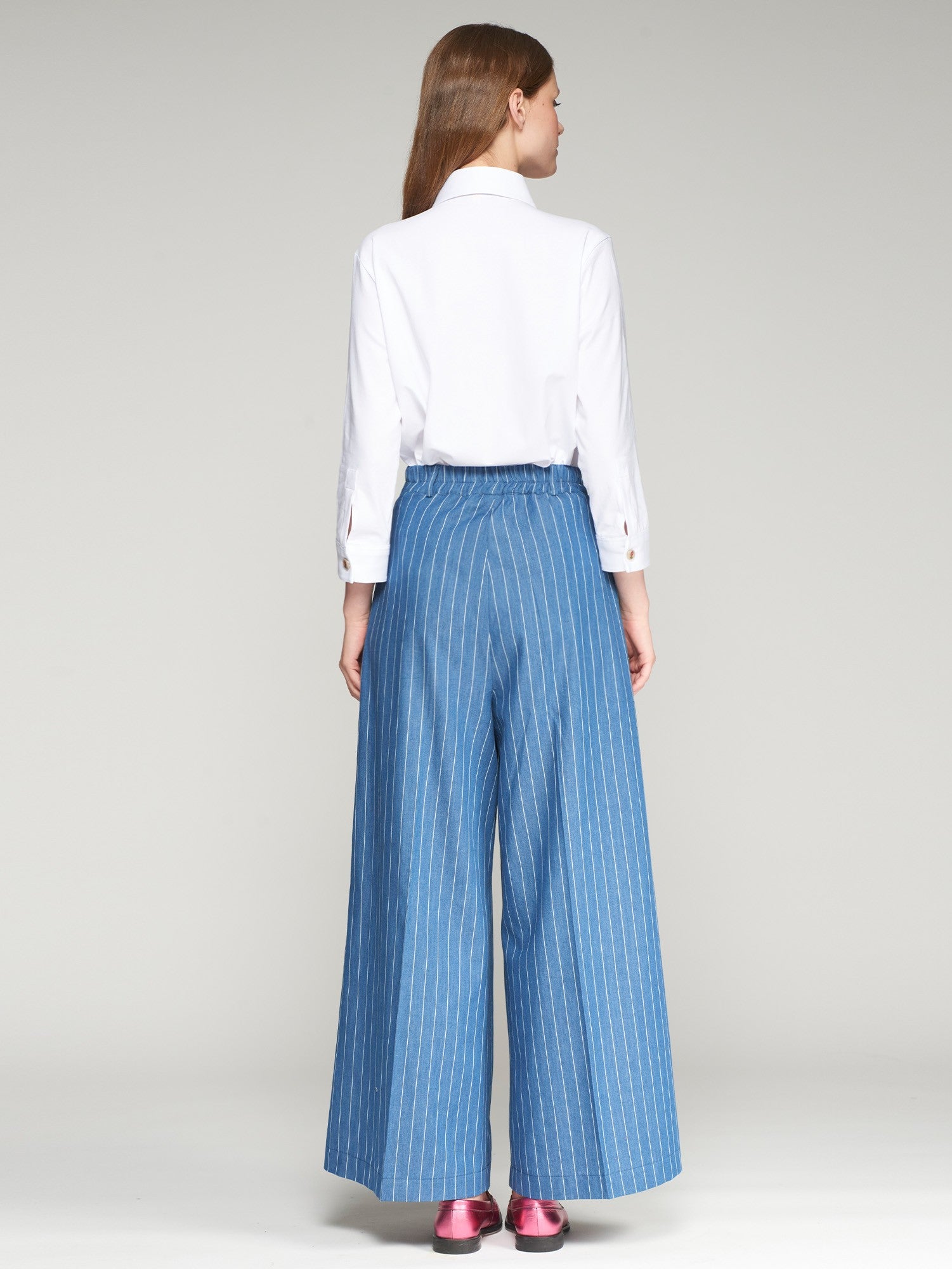 Palazzo Blue Stripe Trousers - 32554