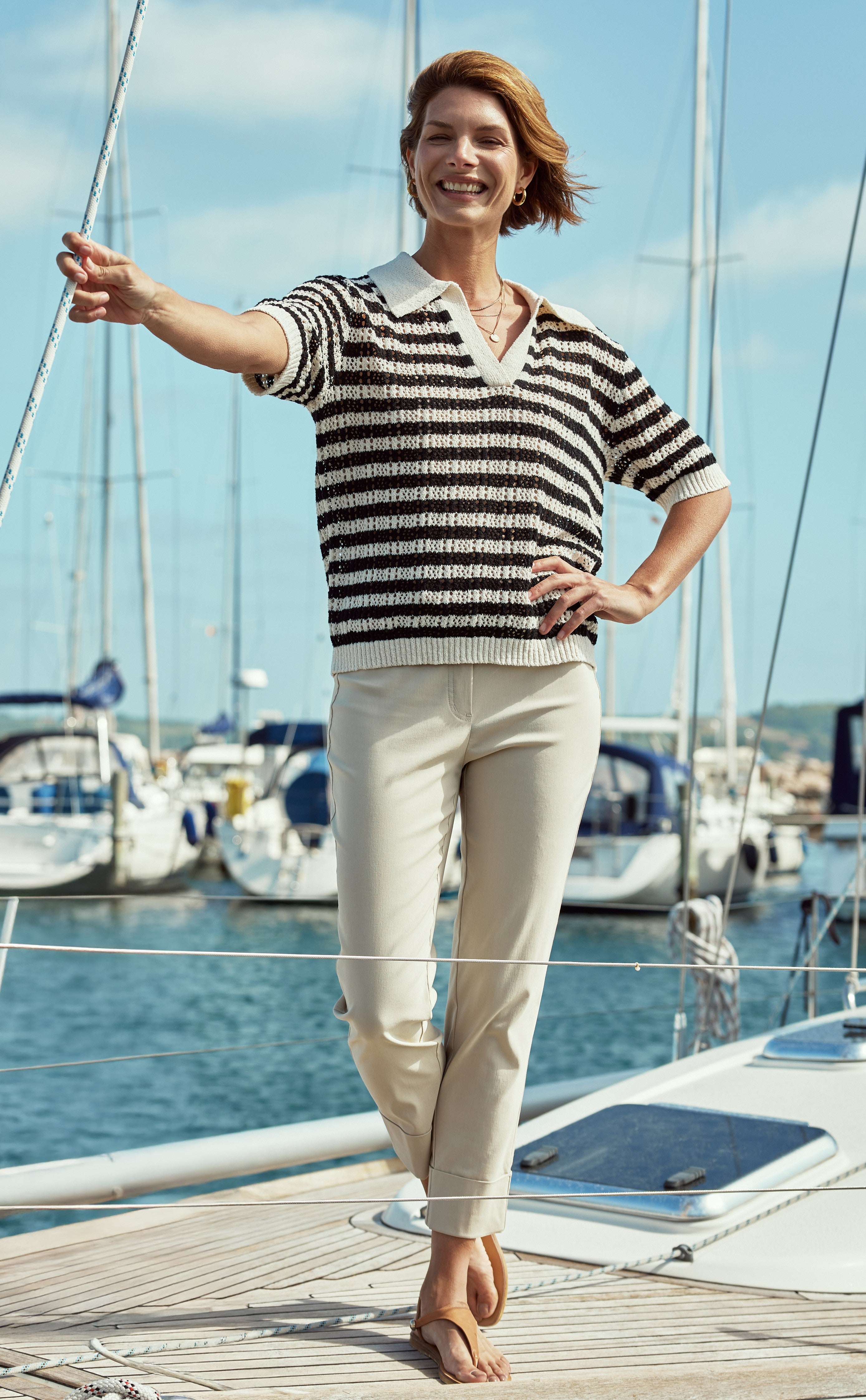 Bella 09 Beige Cuff Trousers - 51568