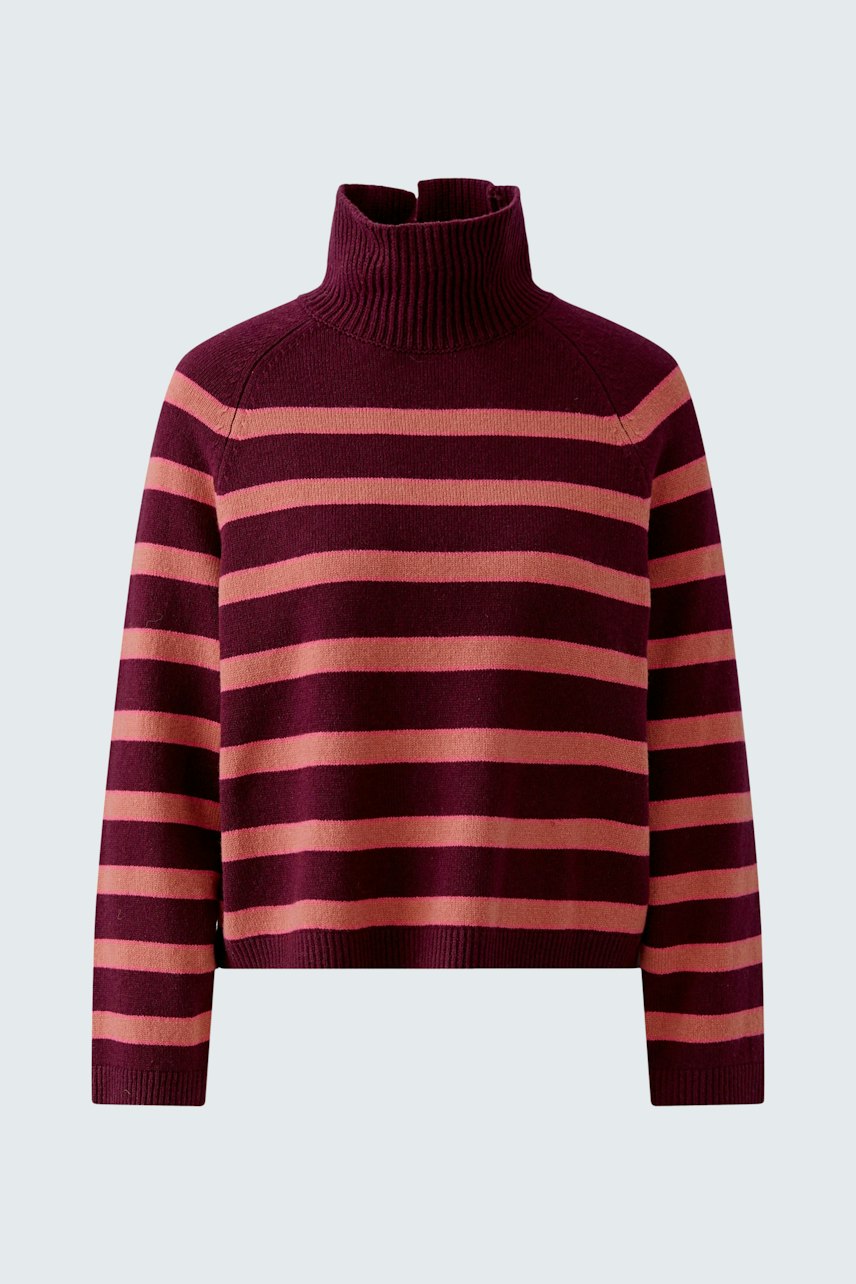 Dark Red Stripe Funnel Neck - 99825