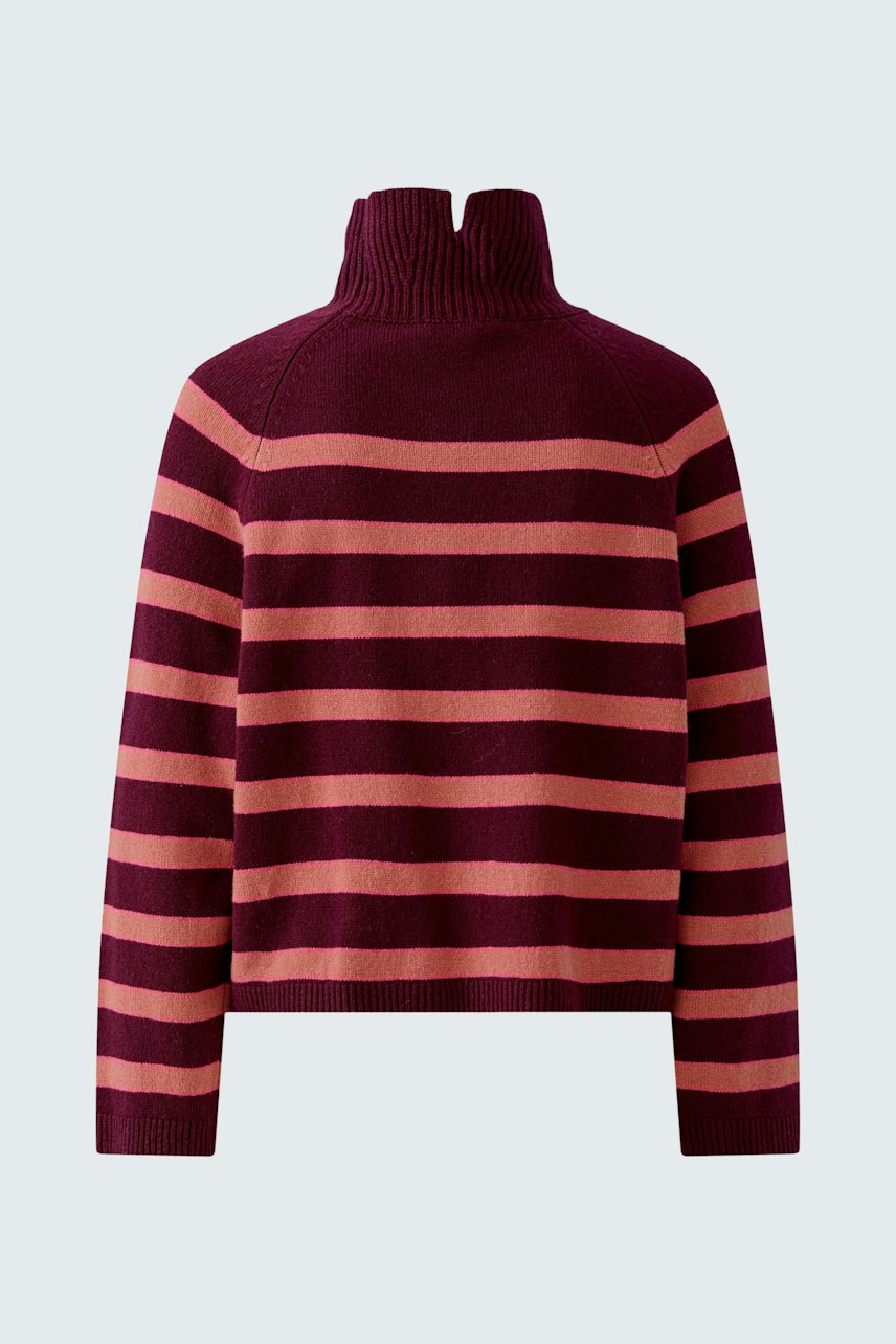 Dark Red Stripe Funnel Neck - 99825