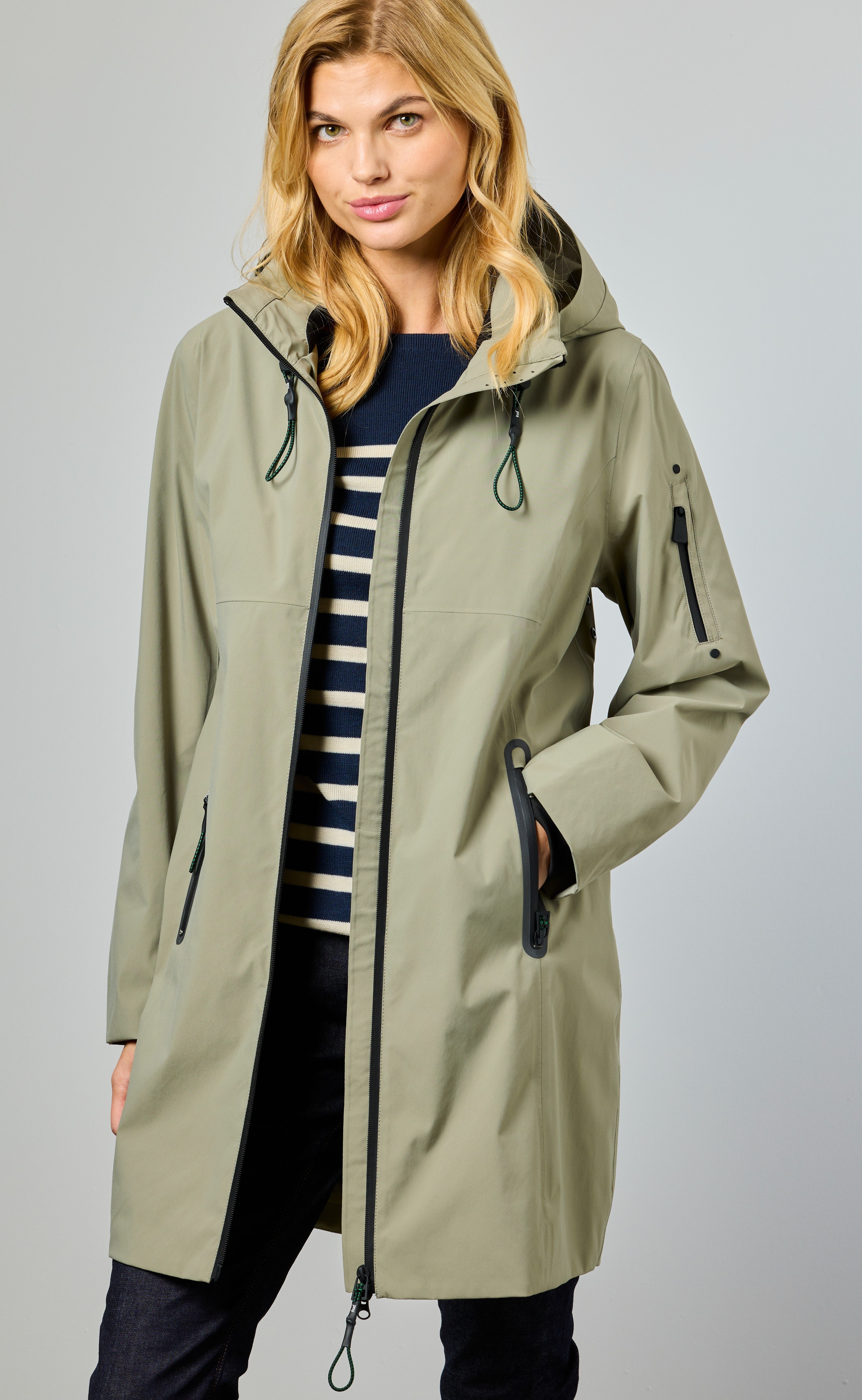 Nynne Light Olive Hooded Coat - 2291