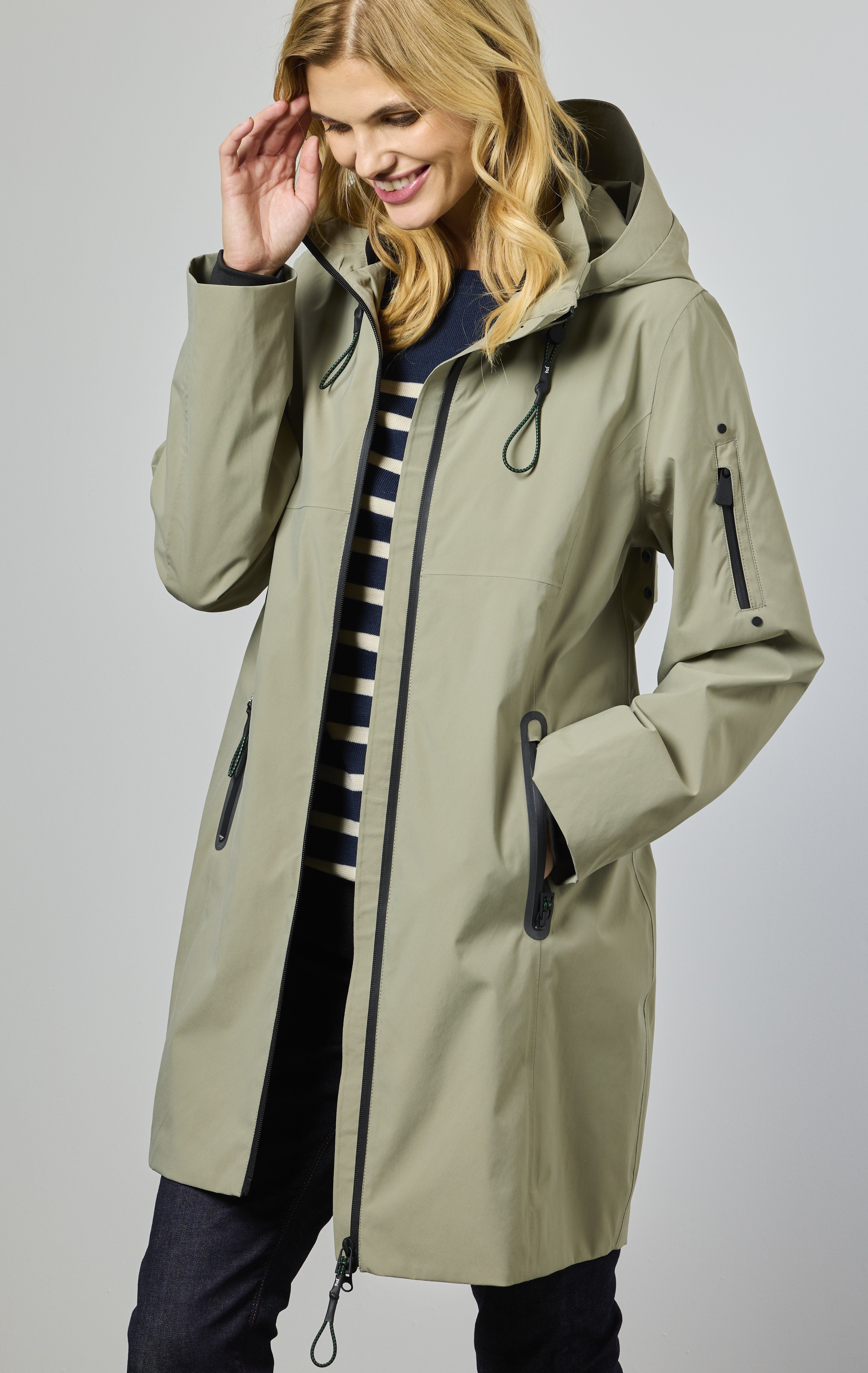 Nynne Light Olive Hooded Coat - 2291