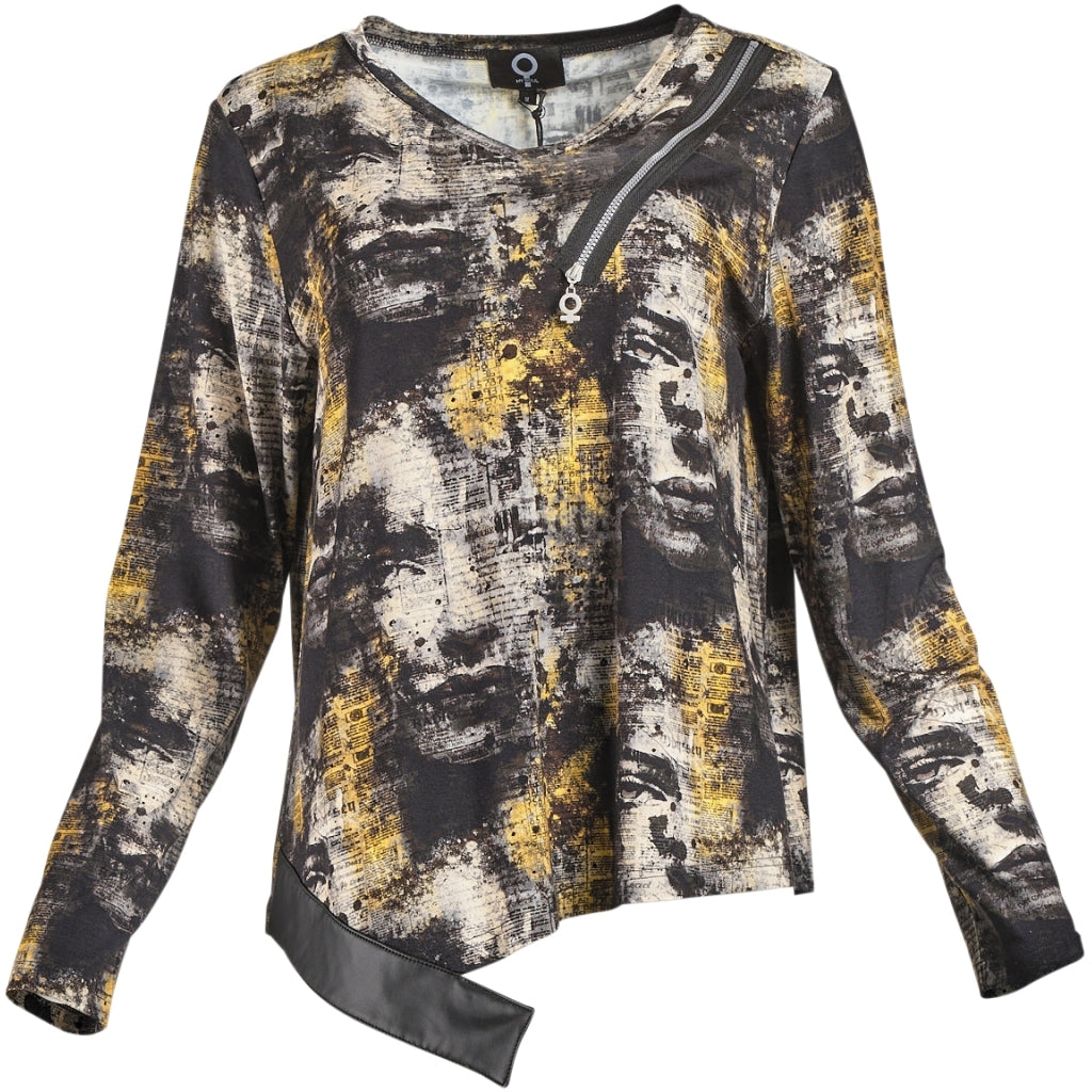 Lady Multi Print V Neck Top - 0163