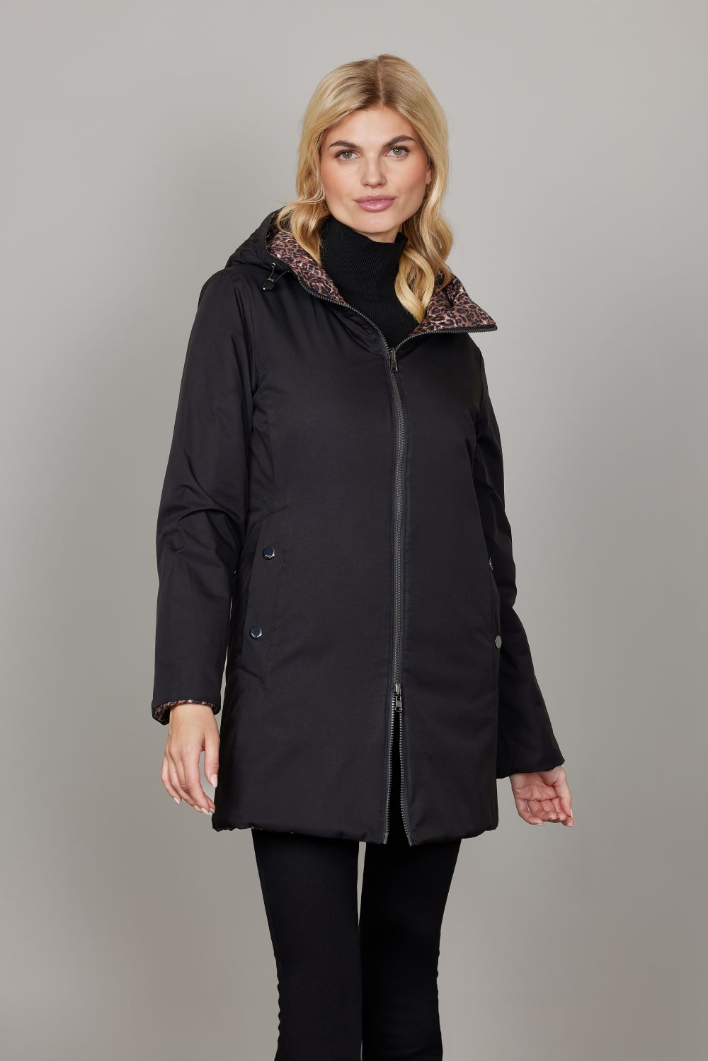 Makenzie Reversible Black/Leo Coat - 2089