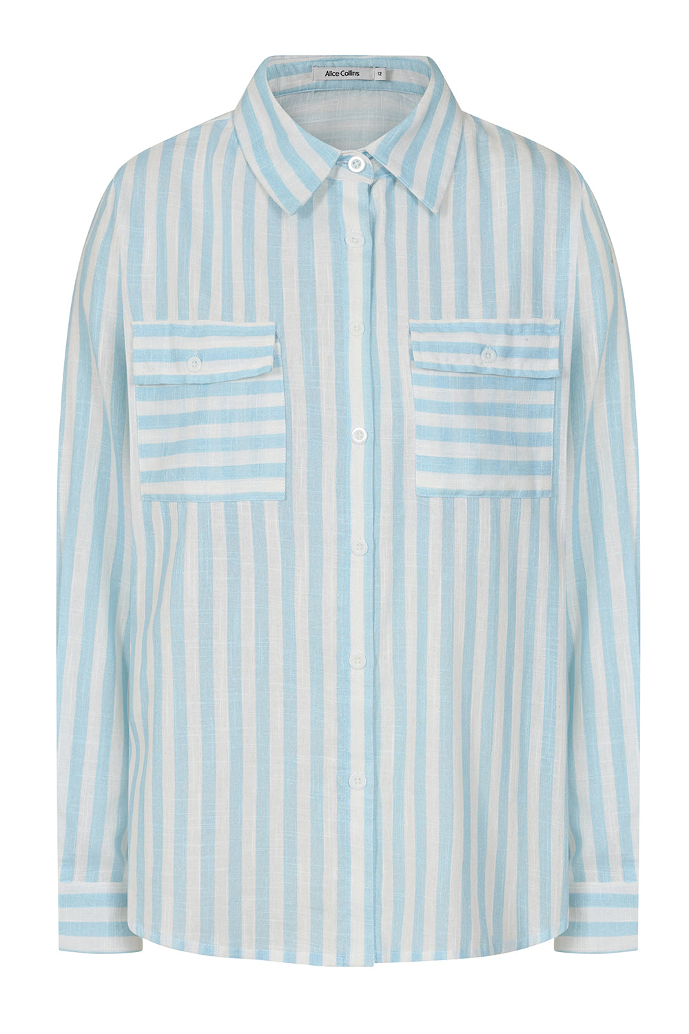 Rochelle White/Chalk Blue Striped Shirt - S432