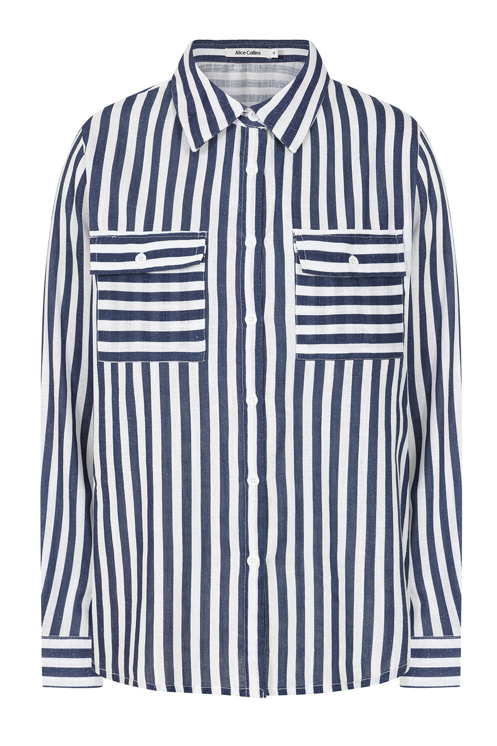 Rochelle White/Mid Blue Striped Shirt - S432