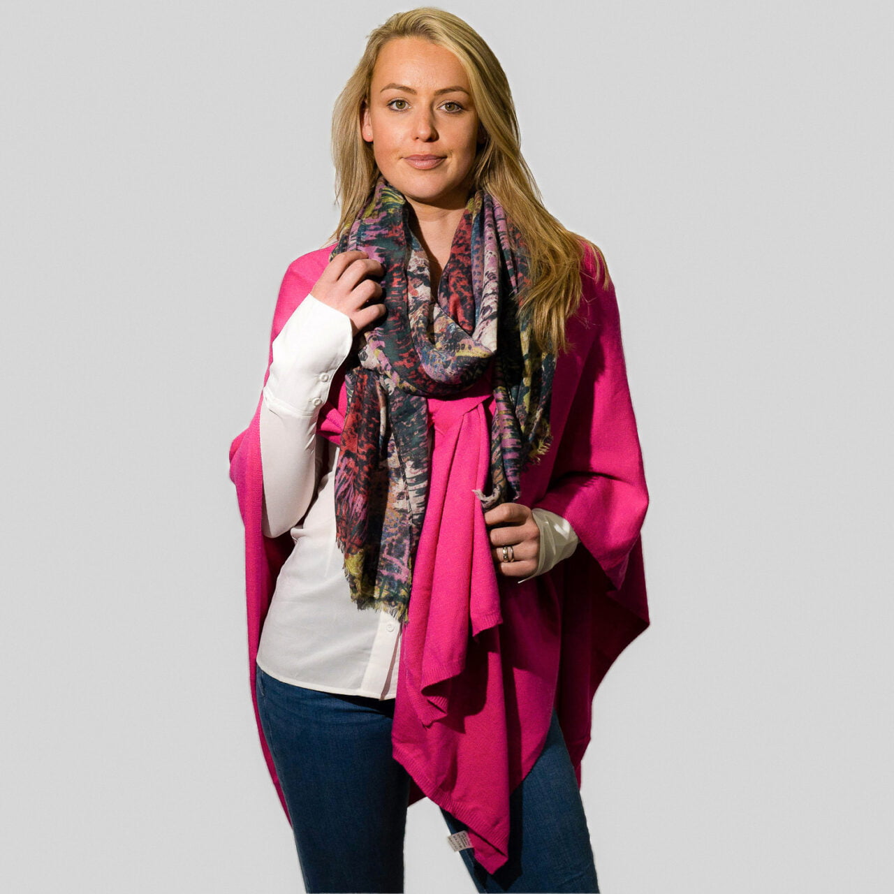 Pink Winter Floral Scarf - 1054316