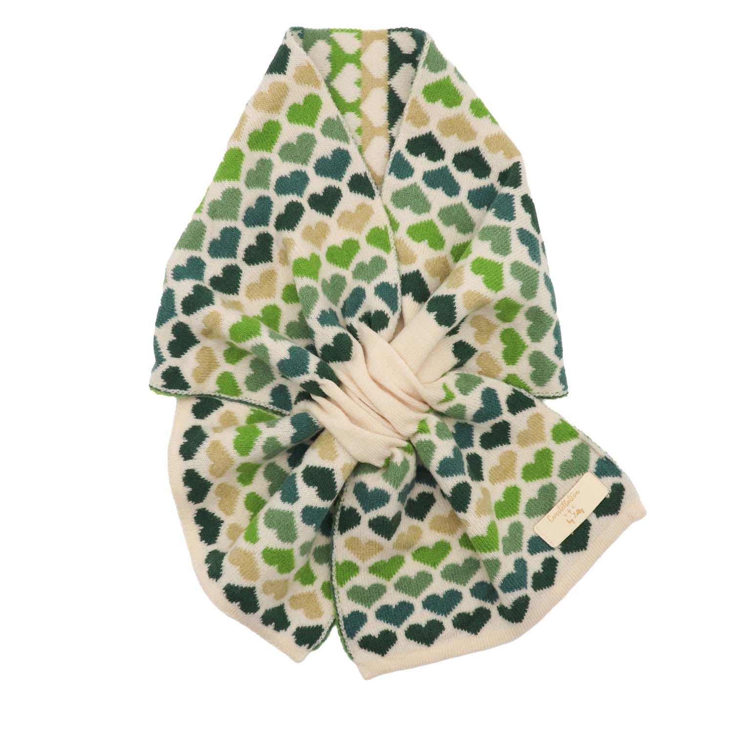 Green Hearts Pull Through Scarf - 1061408