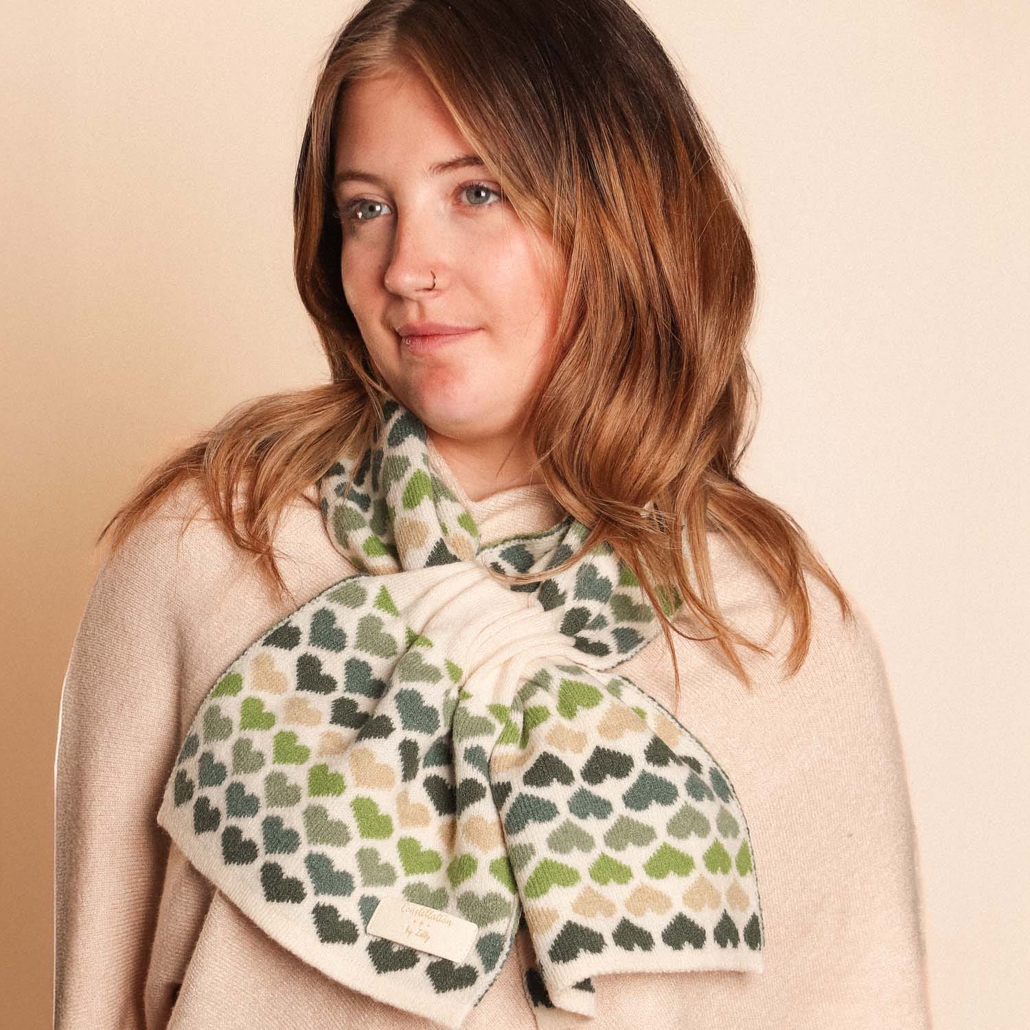 Green Hearts Pull Through Scarf - 1061408