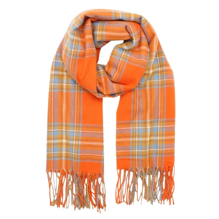 Orange Check Winter Scarf - 1062715