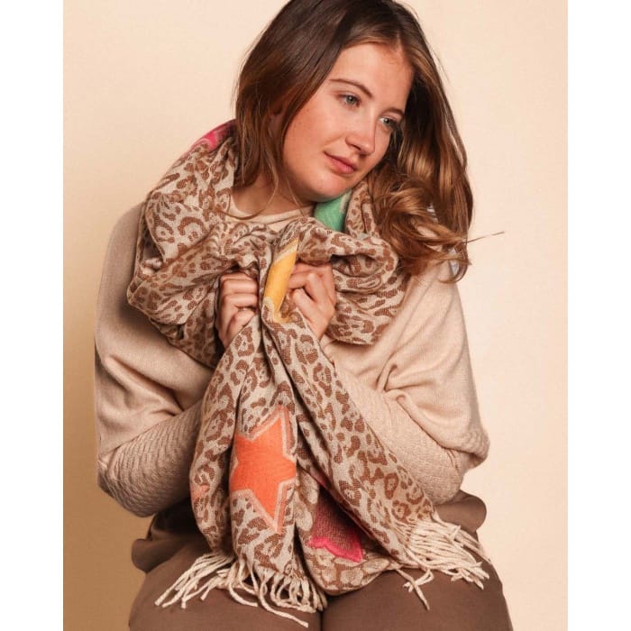 Caramel Animal & Stars Scarf - 1064829