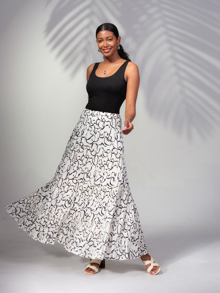 White & Black Maxi Skirt - A45230