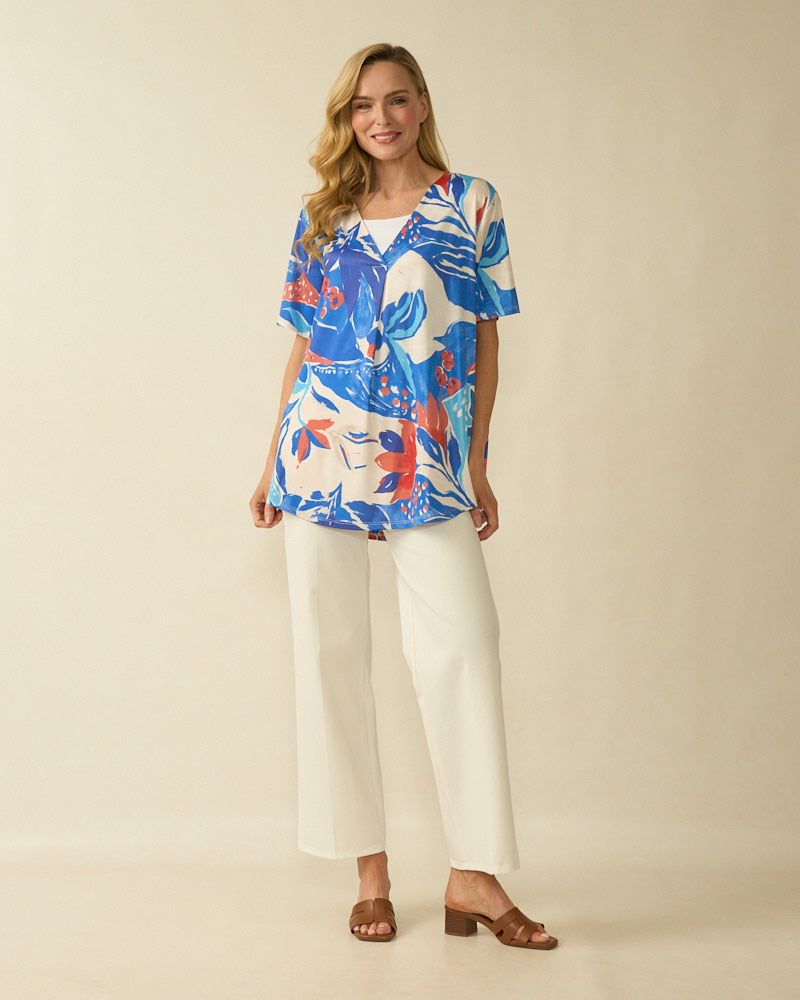 Royal Blue Print Top - 10905