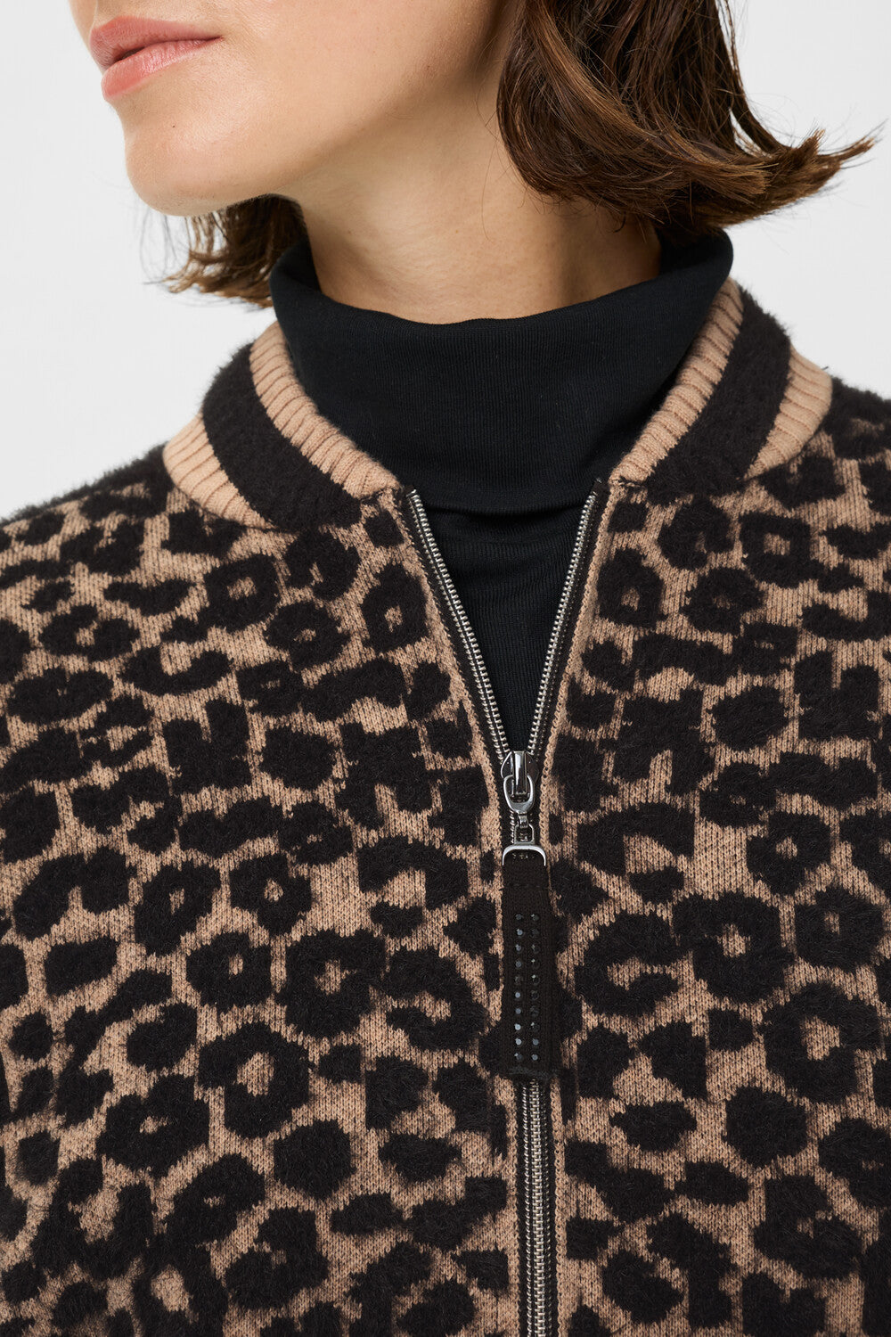 Animal Print Zip Knit Jacket - 11004704
