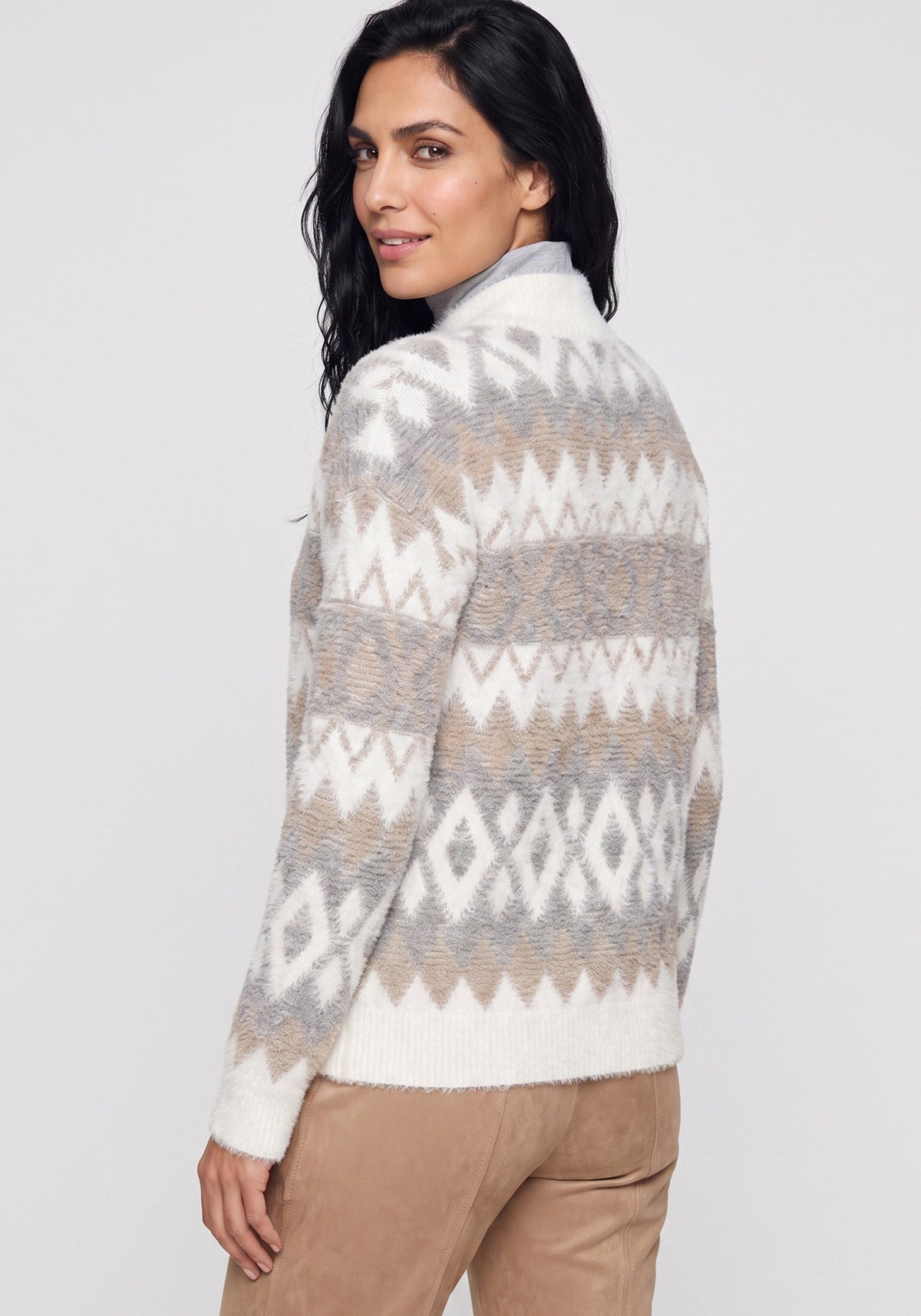 Pearl Grey Nordic Zip Cardigan - 11004934