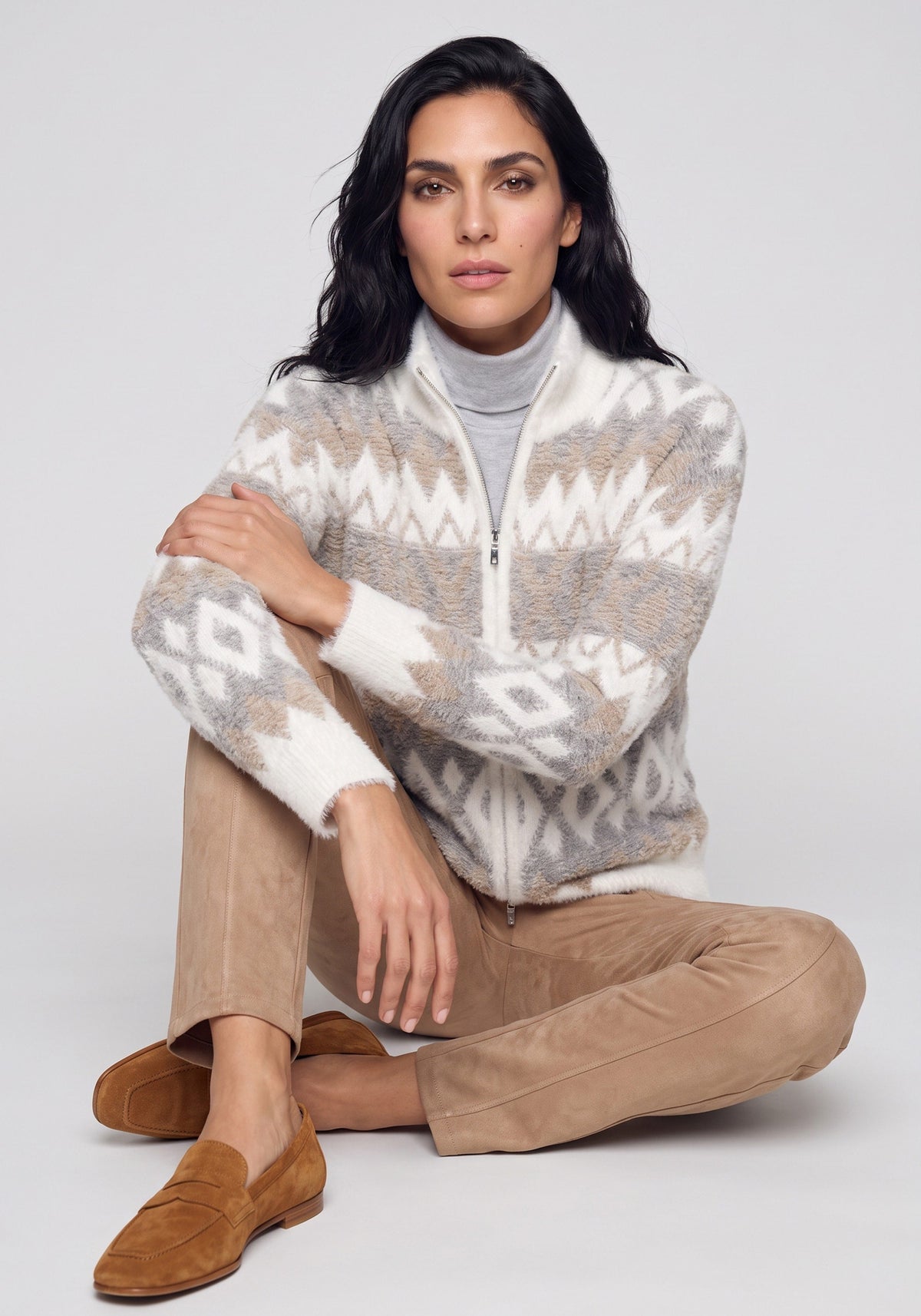 Pearl Grey Nordic Zip Cardigan - 11004934