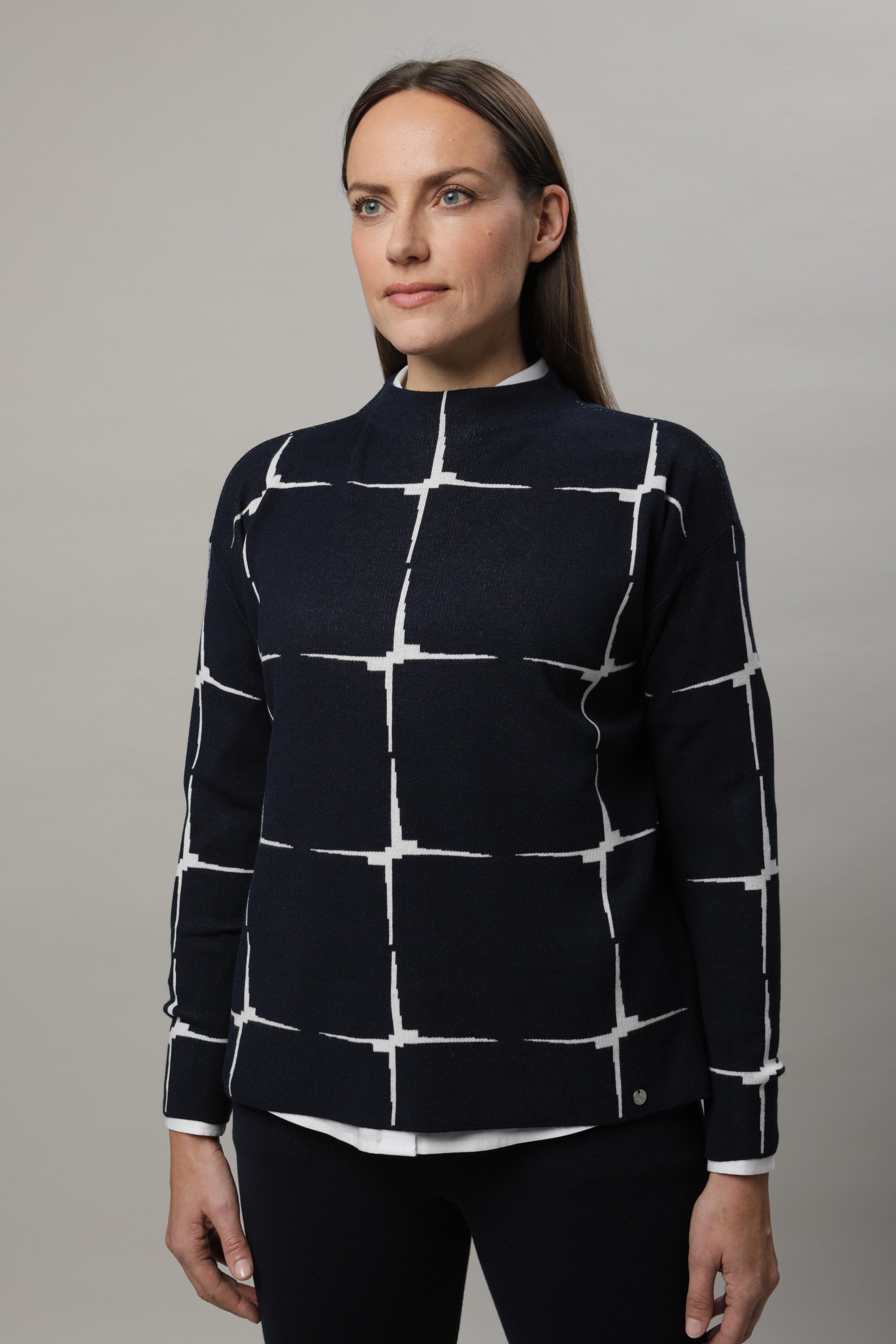 Marine Windowpane Sweater - 11095