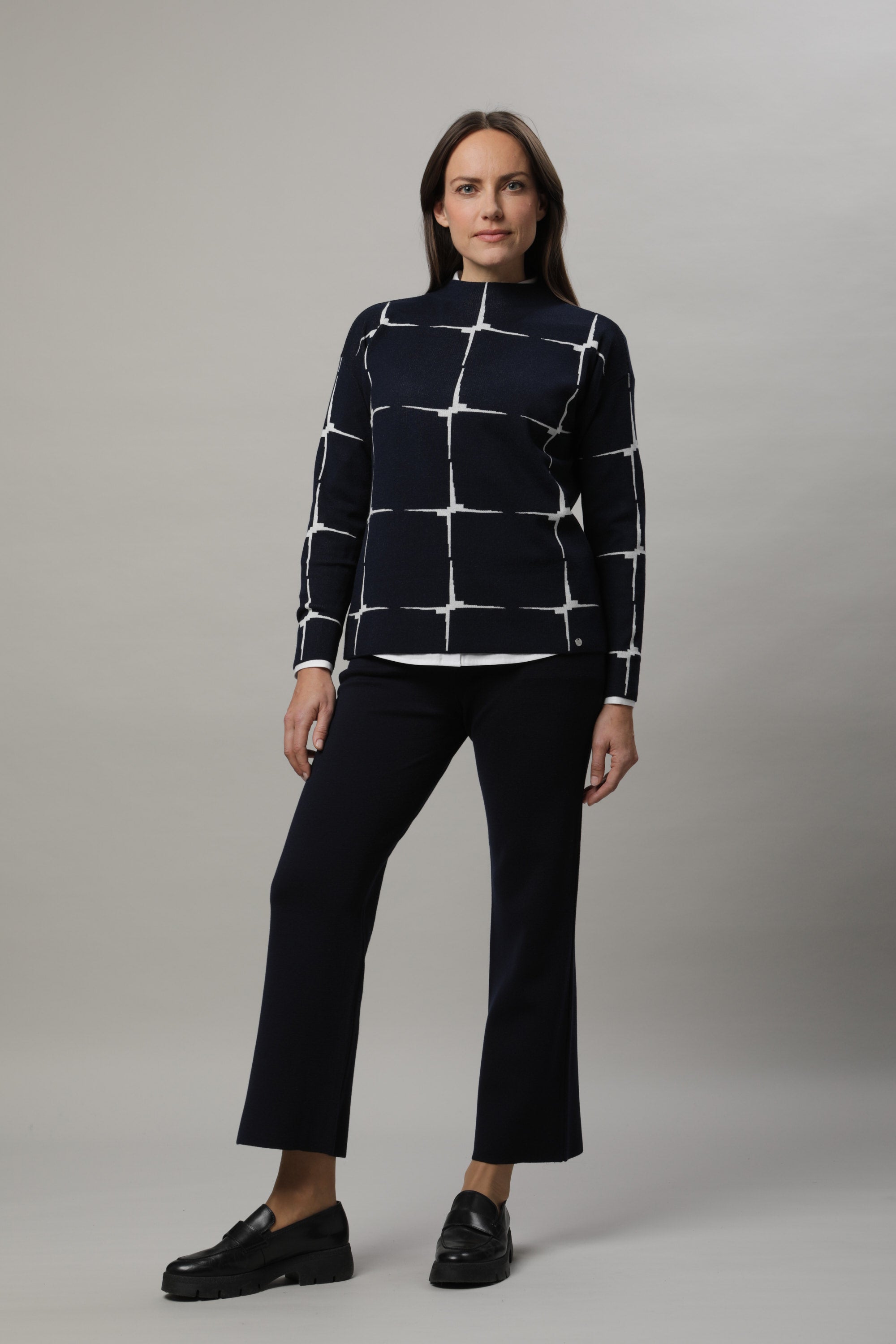 Marine Windowpane Sweater - 11095