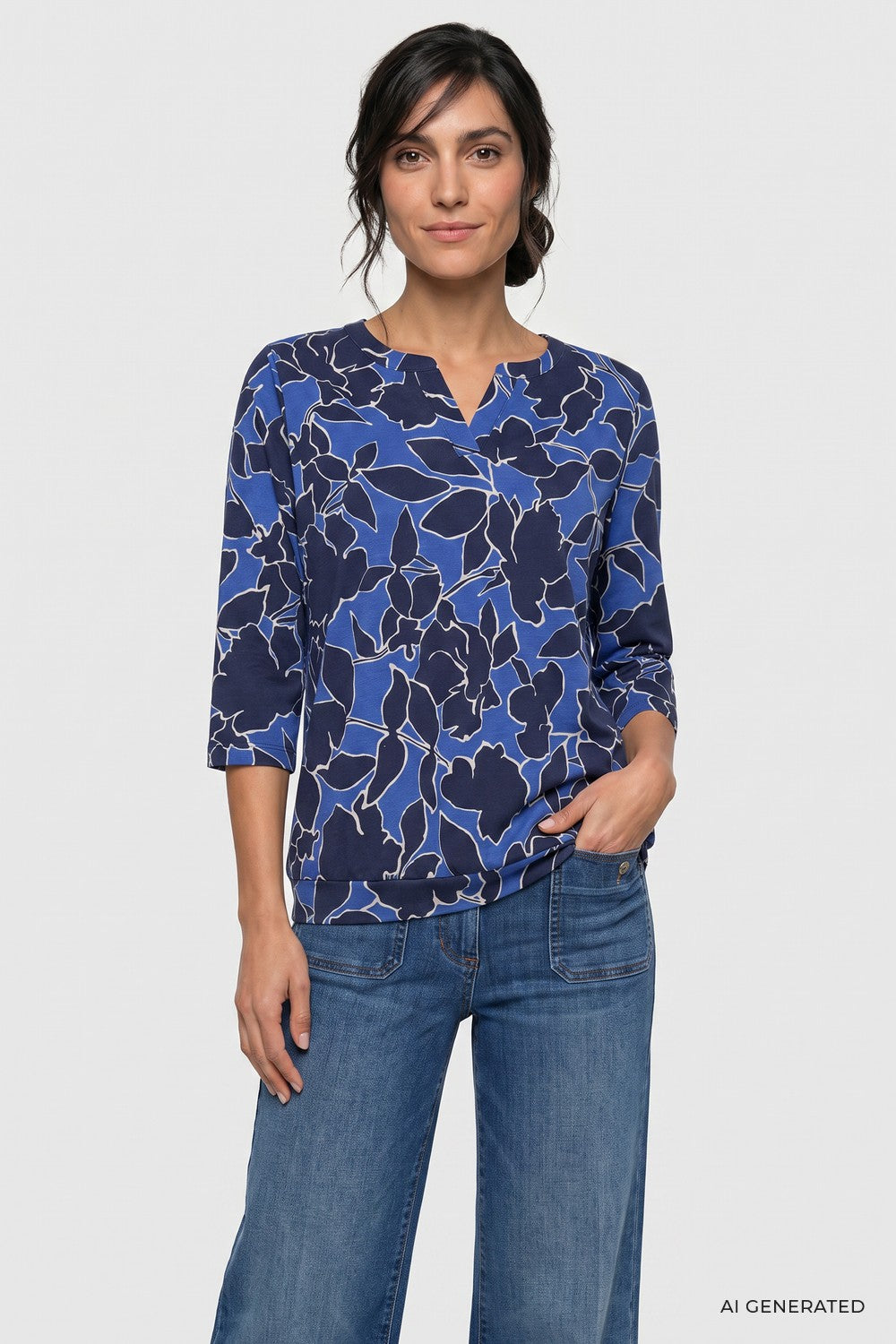 Cobalt Blue Pattern Top - 11105491