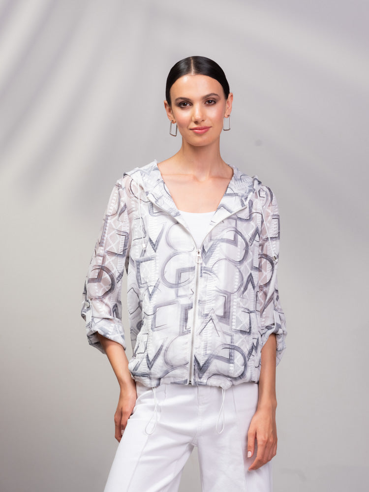 White Print Zip Jacket - A45243